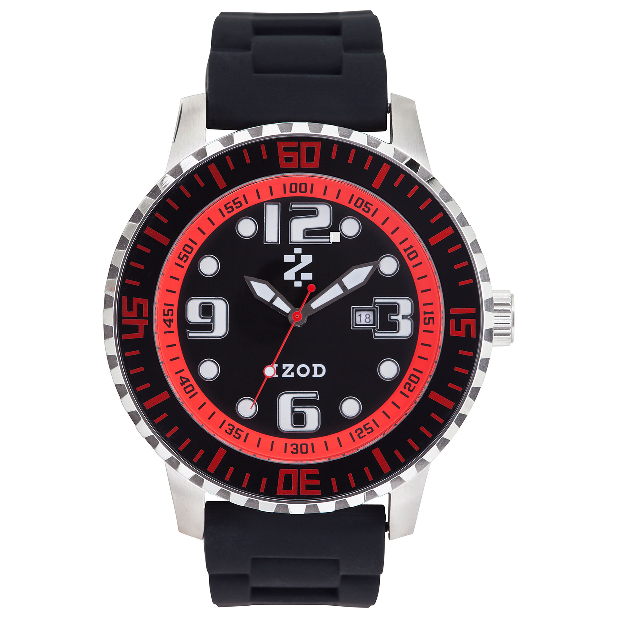 Lyst Izod Watch, Unisex Black Rubber Strap 55Mm Izs44BlkRed in