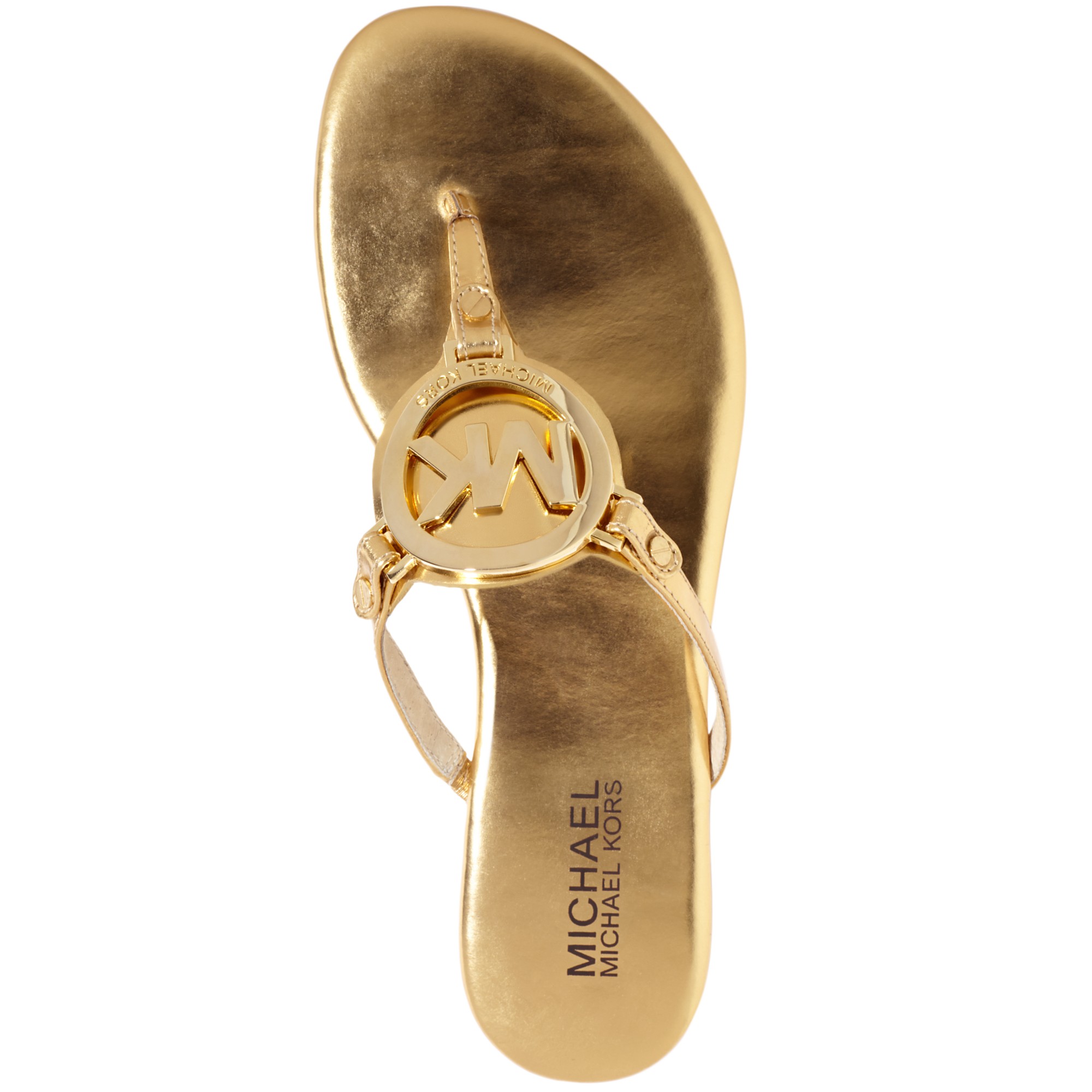 Buy Michael Kors Sling Back Logo Embossed Flat Sandals In Gold  6thStreet  Kuwait