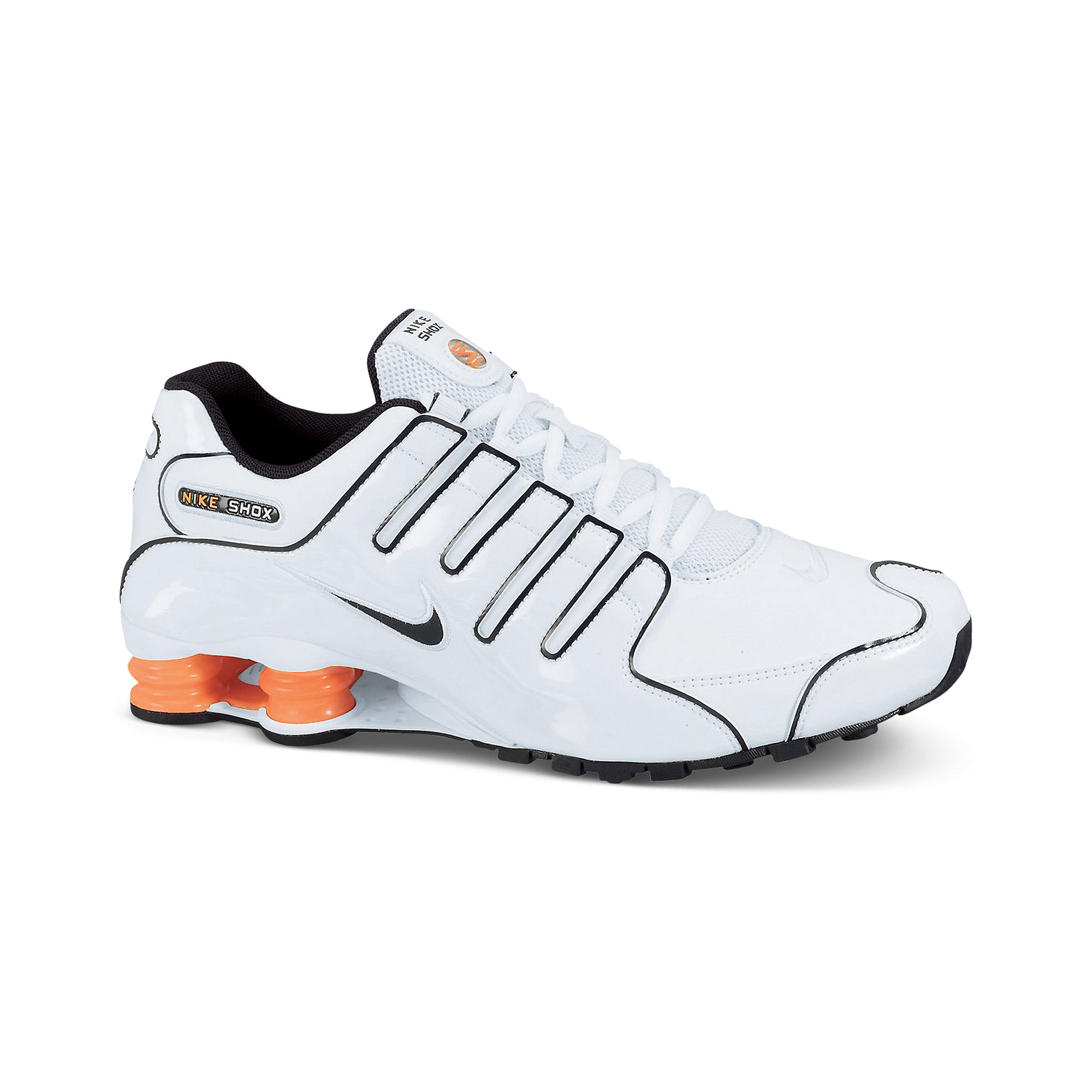 all white leather nike shox
