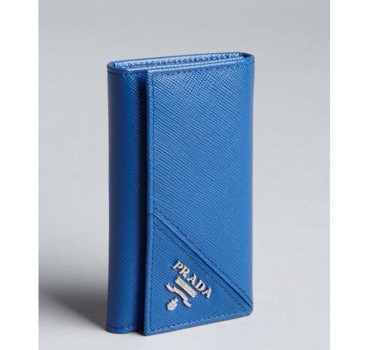 Prada Blue Saffiano Leather Key Case in Blue | Lyst  