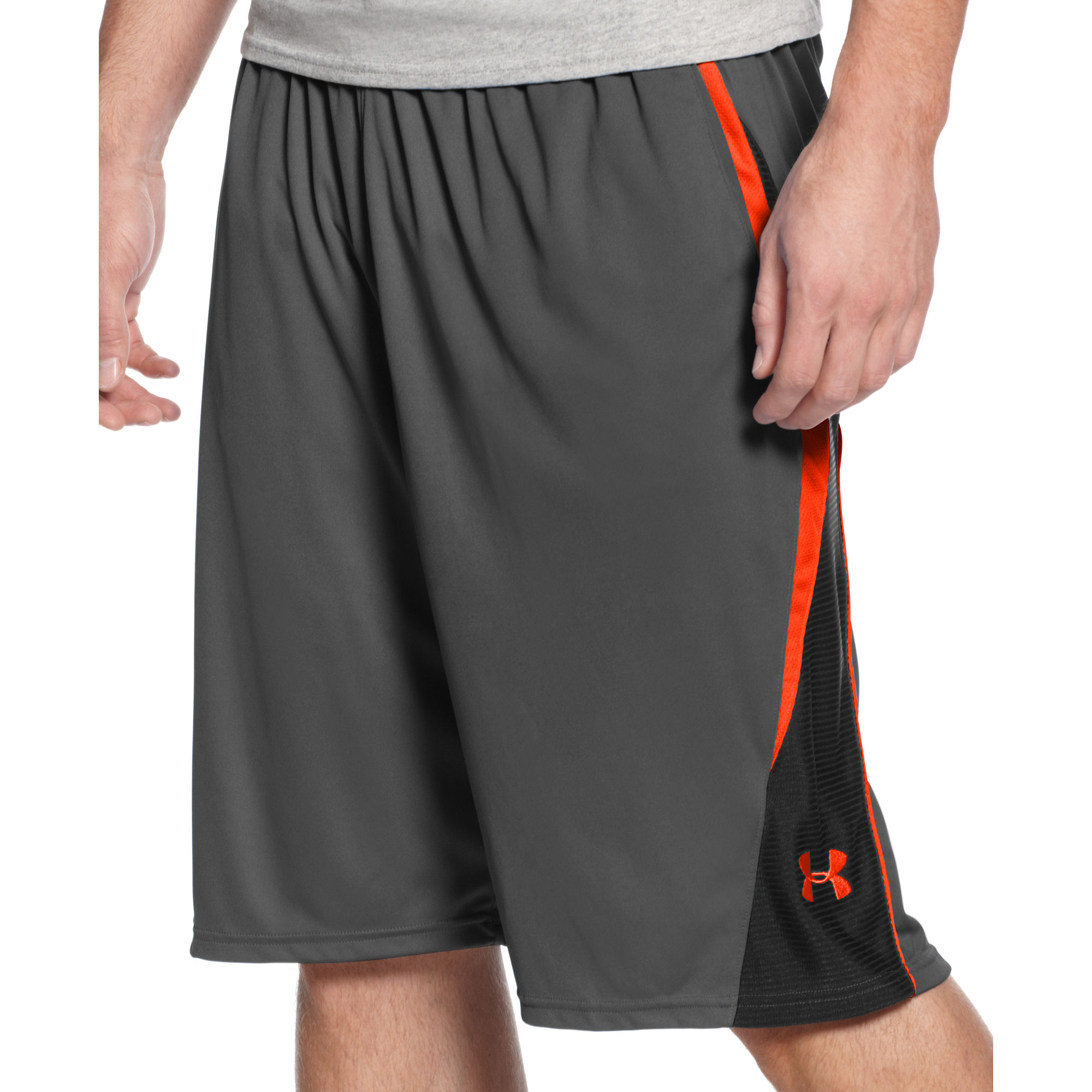 grey and orange under armour shorts