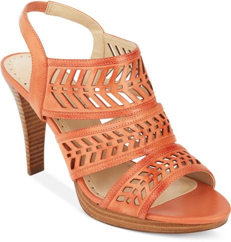 Adrienne Vittadini Prim Mid Heel Platform City Sandals in Orange (coral ...