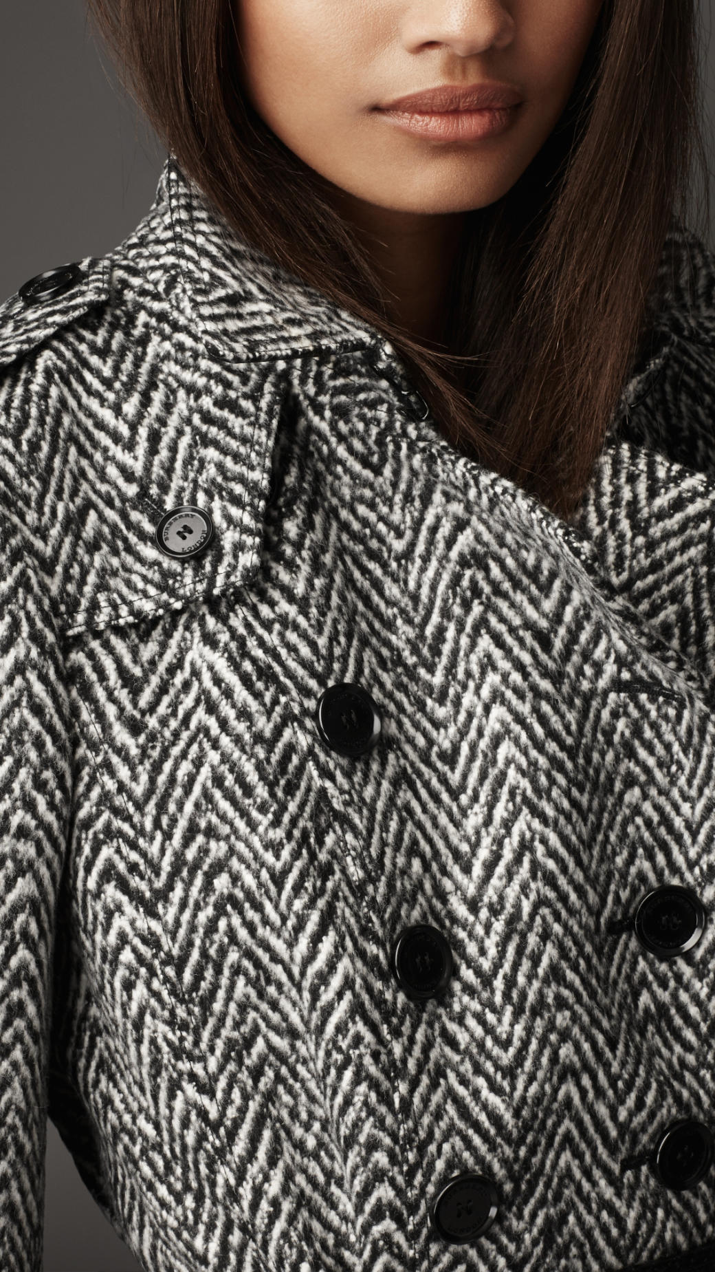 Burberry Leather Long Dégradé Herringbone Trench Coat in Black (Gray) Lyst