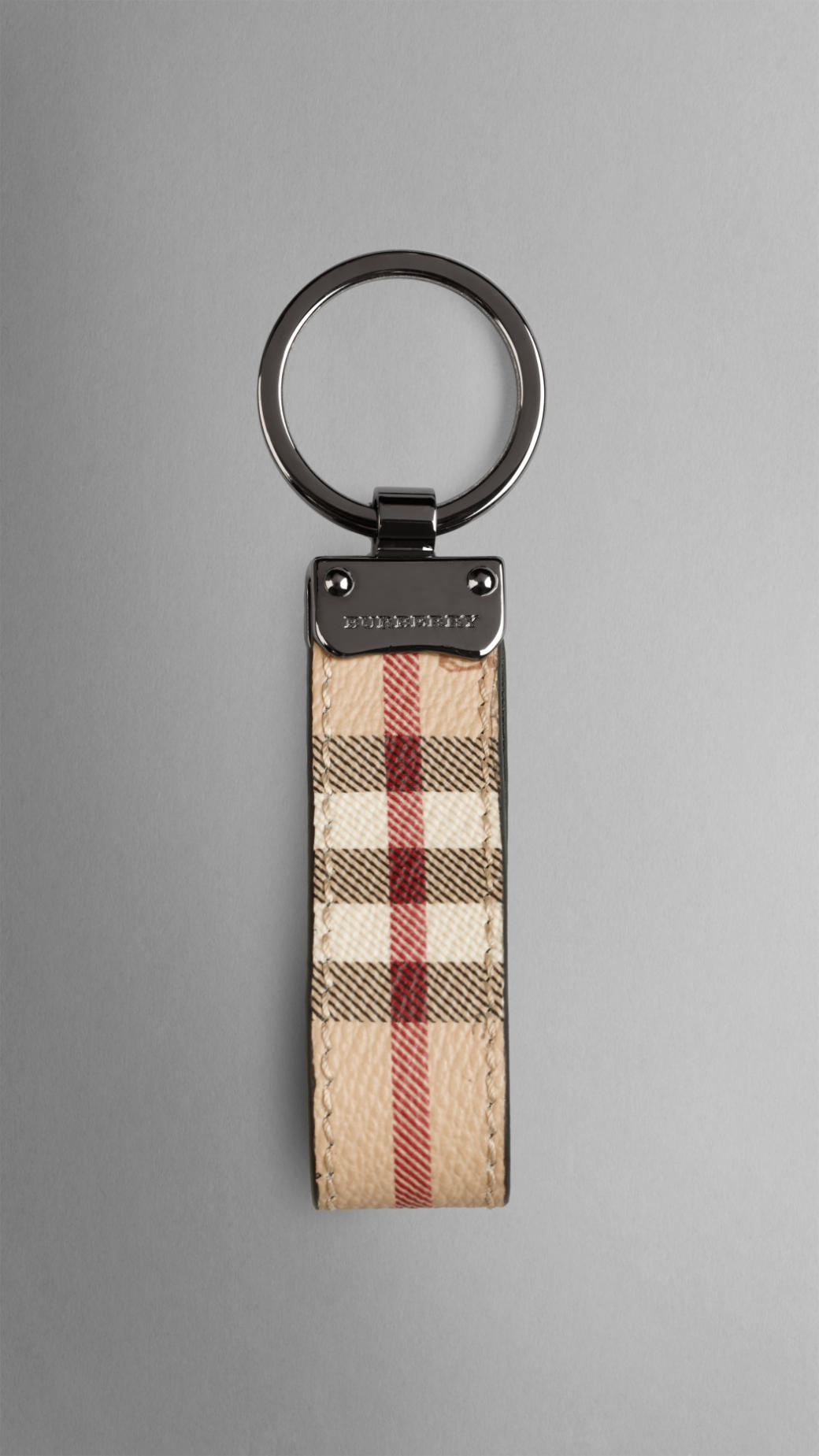 Burberry Haymarket Check Leather Key Ring in Black (Natural) for Men - Lyst