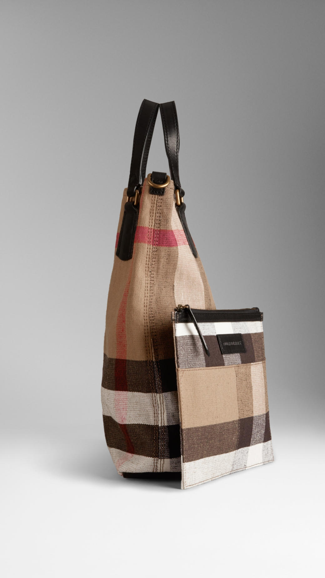 Burberry Medium Canvas Check Tote Bag in Black (Brown) - Lyst