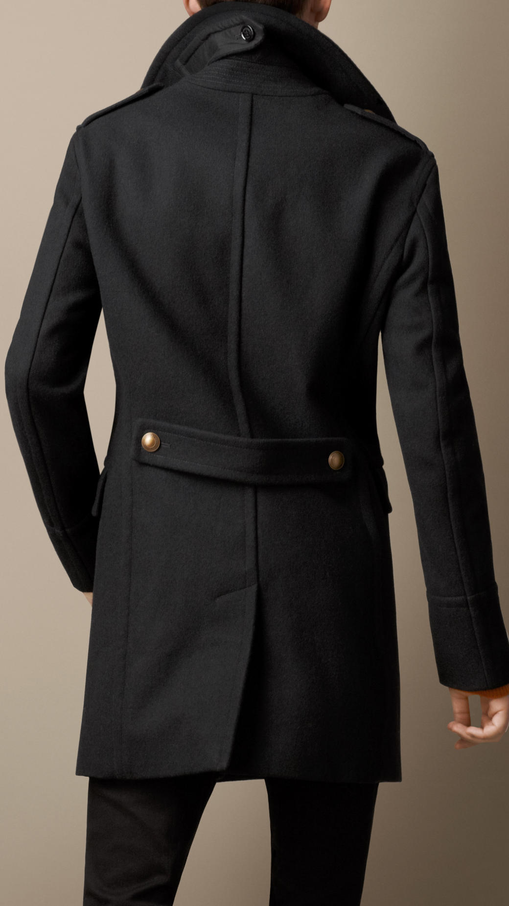 Burberry Melton Wool Blend Military Coat in Black for Men - Lyst