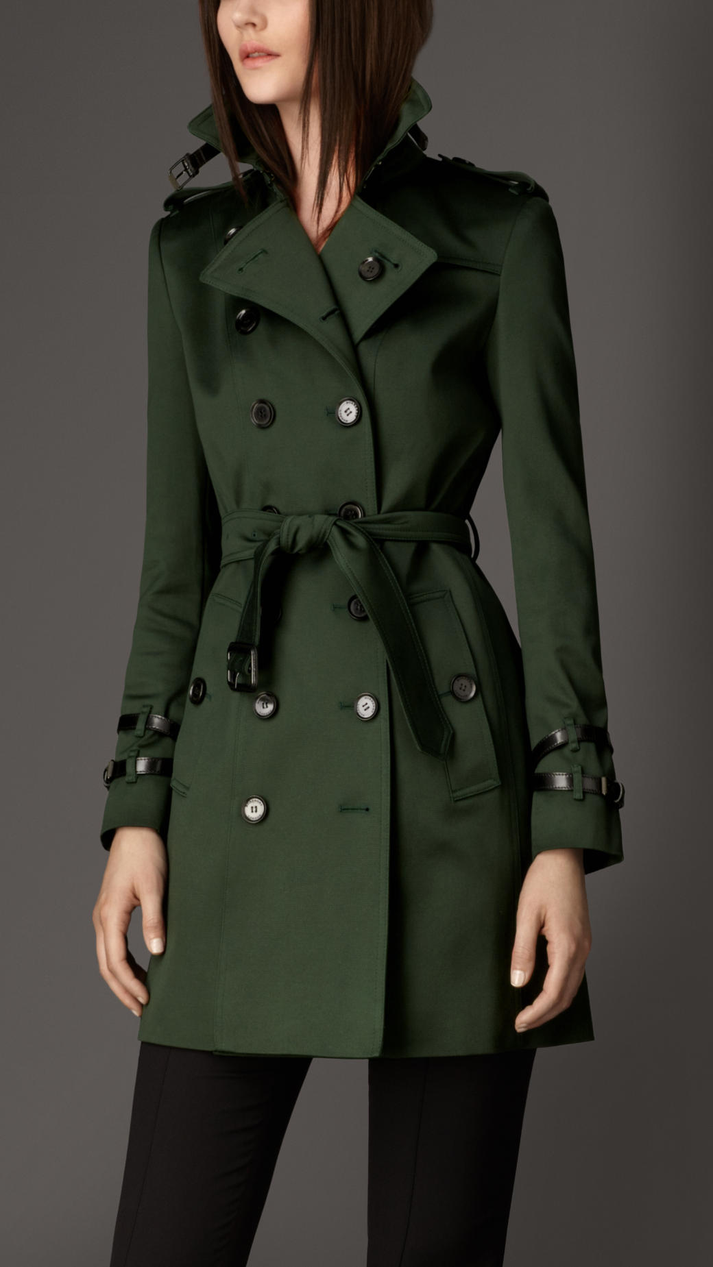 Mange farlige situationer Nautisk Conform Burberry Mid-length Leather Detail Trench Coat in Dark Racing Green (Green)  - Lyst