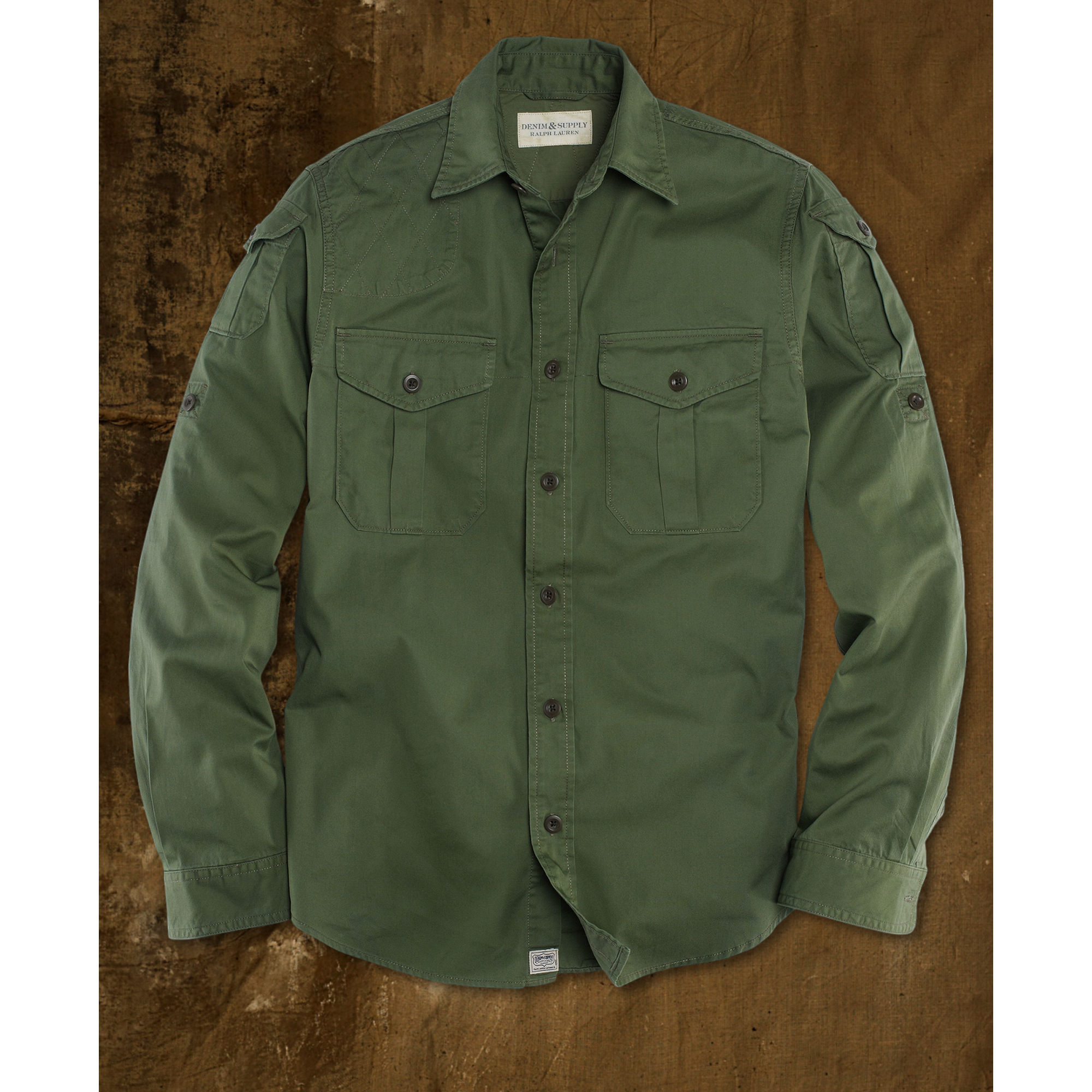 army green denim shirt