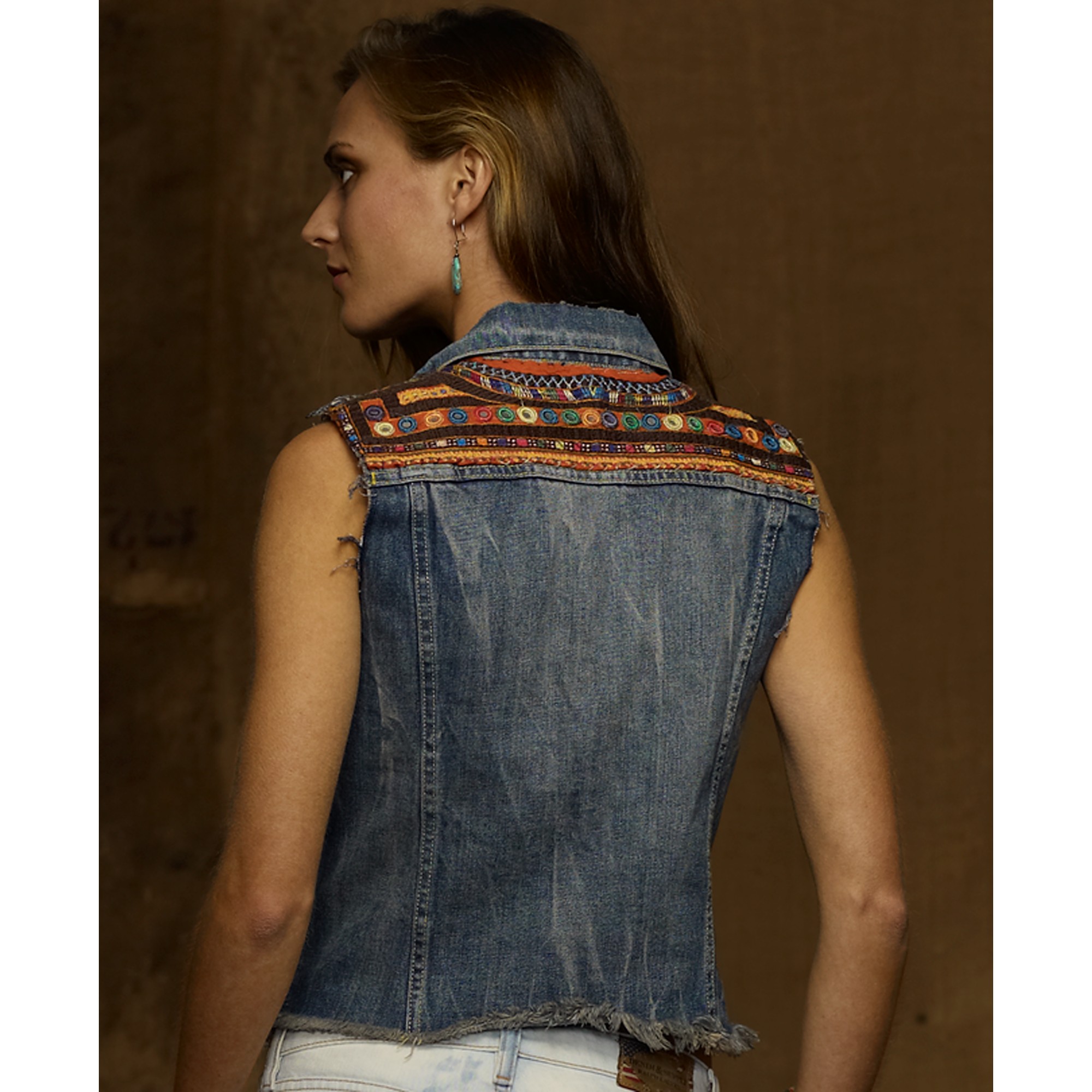 Denim & Supply Ralph Lauren Sleeveless Embroidered Denim Vest in 