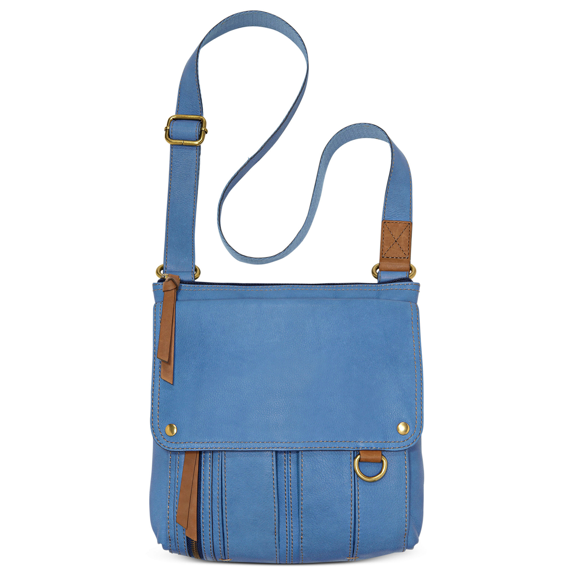 Lyst Fossil Leather Traveler Crossbody Bag in Blue