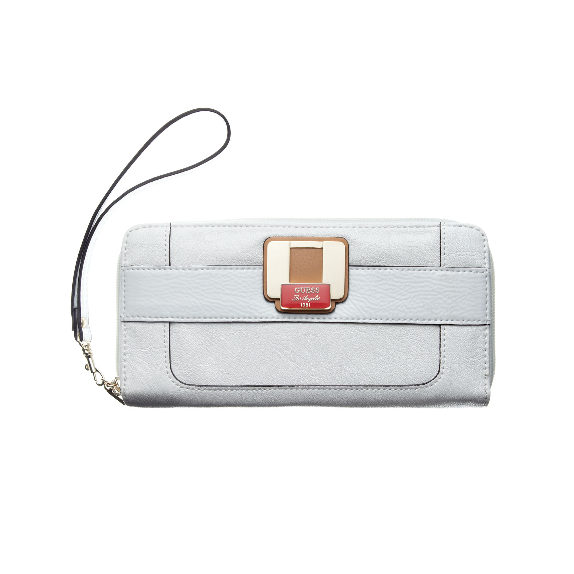 Lyst Guess Wallet Durado Large Zip Around with Wristlet Strap in White