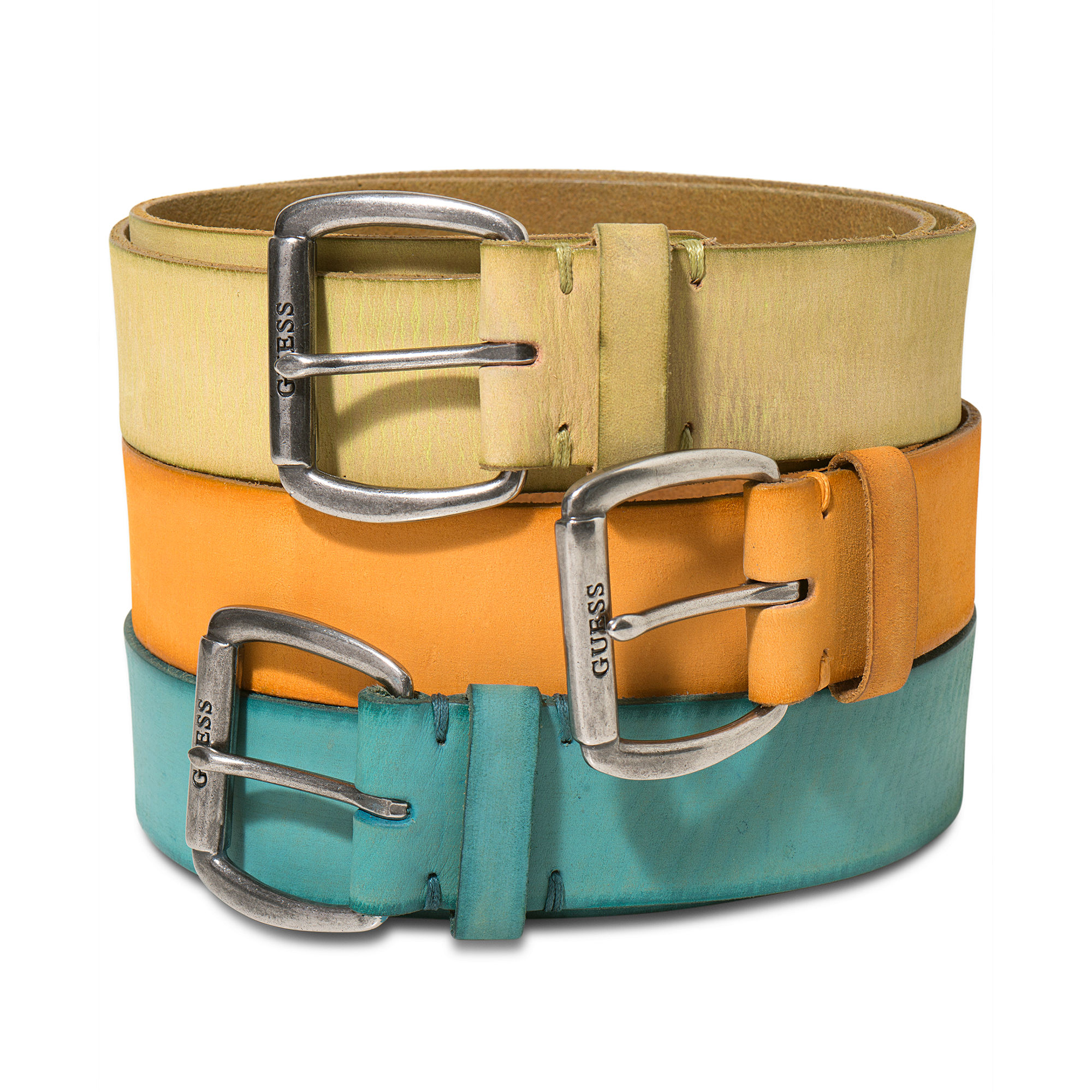 Guess Belt Colored Leather Belt in Yellow for Men Lyst