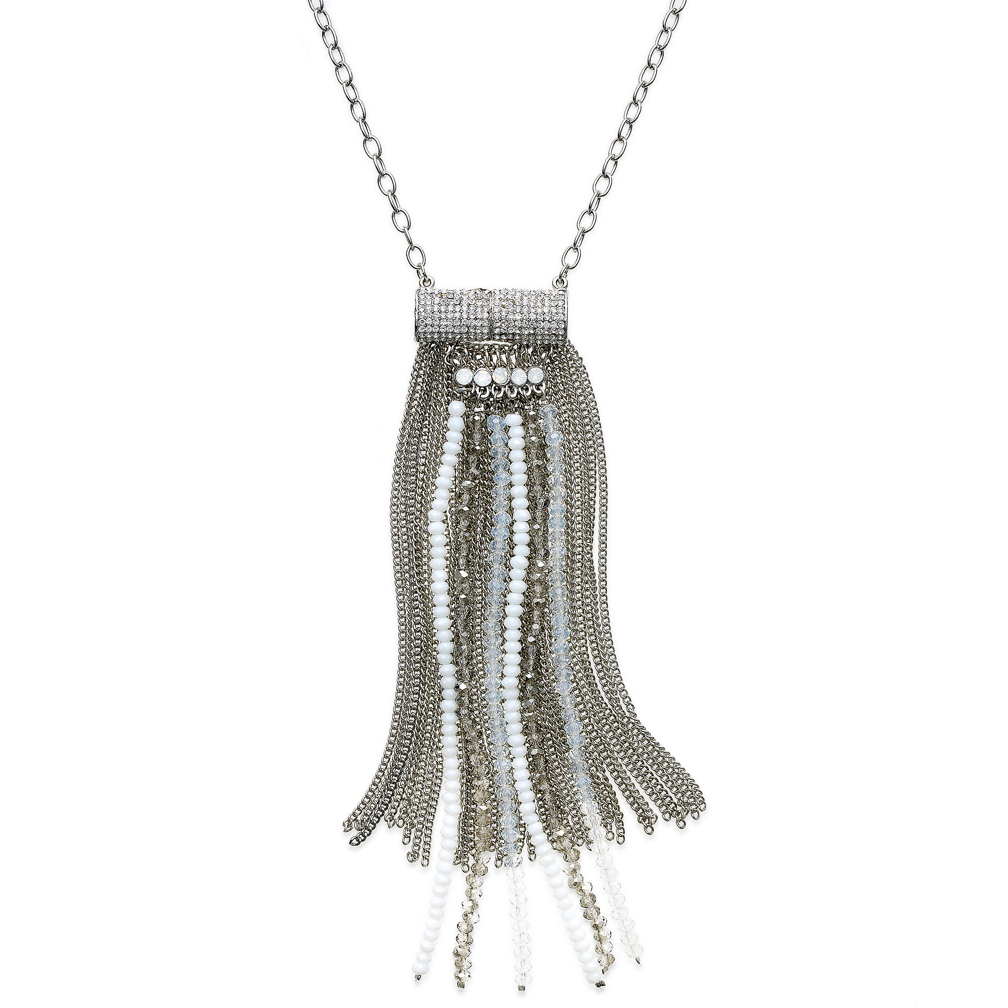 Lyst - Inc International Concepts Silvertone White Bead Crystal Chain ...