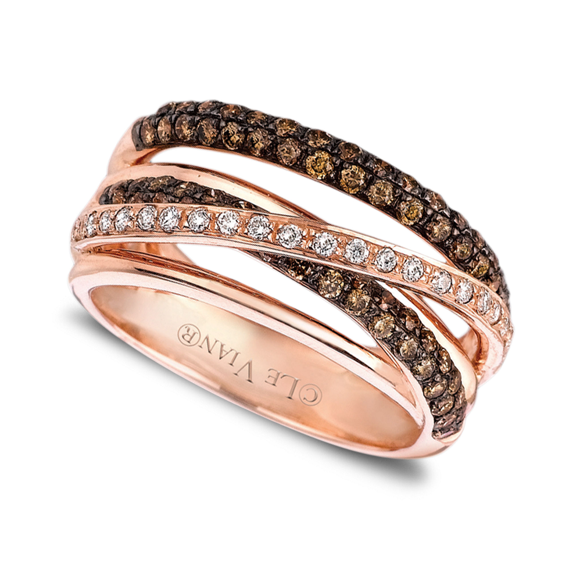 Le Vian No Color 14k Rose Gold White And Chocolate Diamond Crisscross Ring 78 Ct Tw Product 1 12468227 871902059 