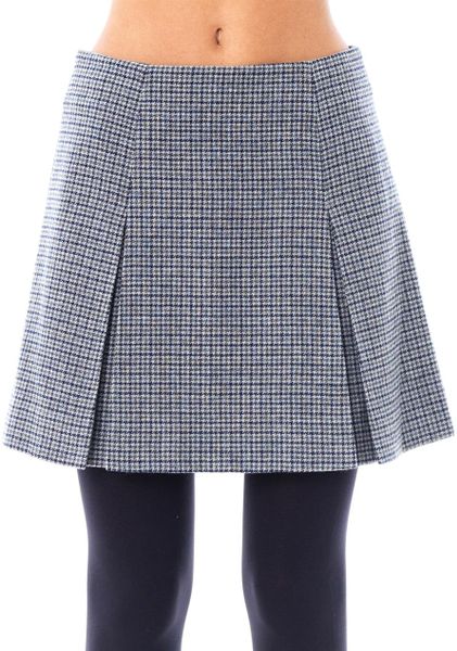 Marc Jacobs Miniplaid Tweed Wool Skirt in Gray (grey) | Lyst