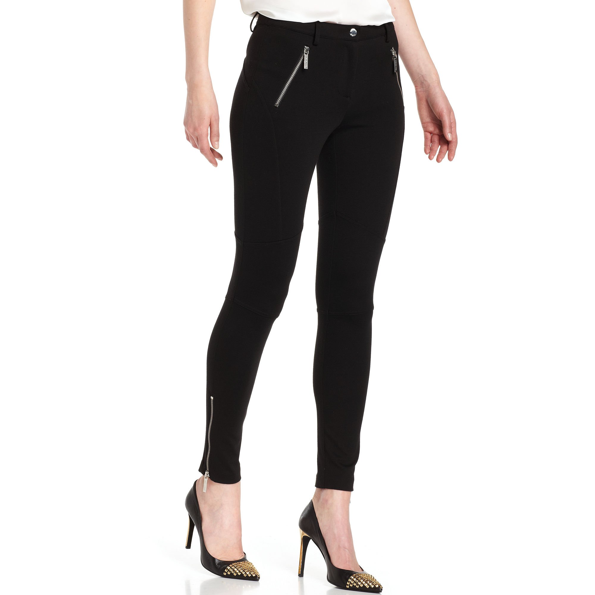 michael kors black pants with gold zipper