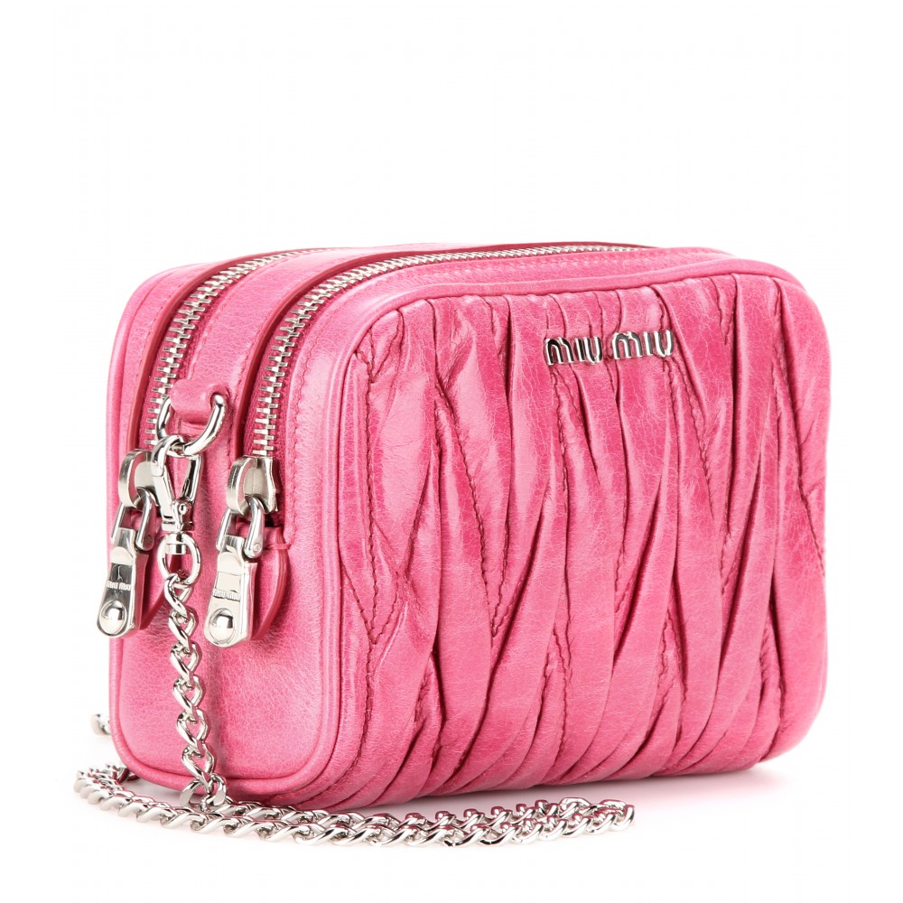 Miu Miu Matelassé Leather Shoulder Bag in Pink Lyst