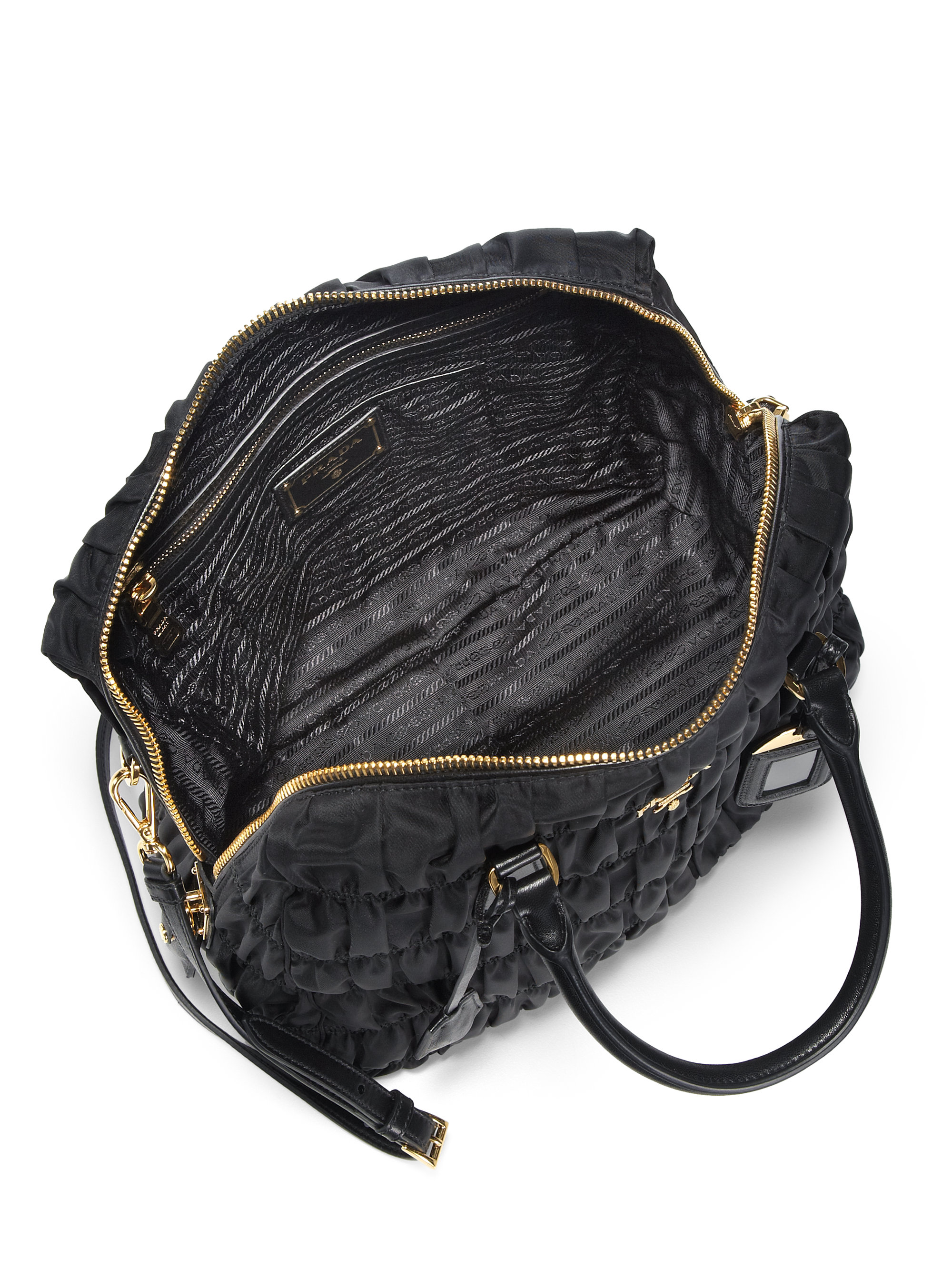 PRADA Tessuto Nylon Gaufre Shoulder Bag Black 1224254
