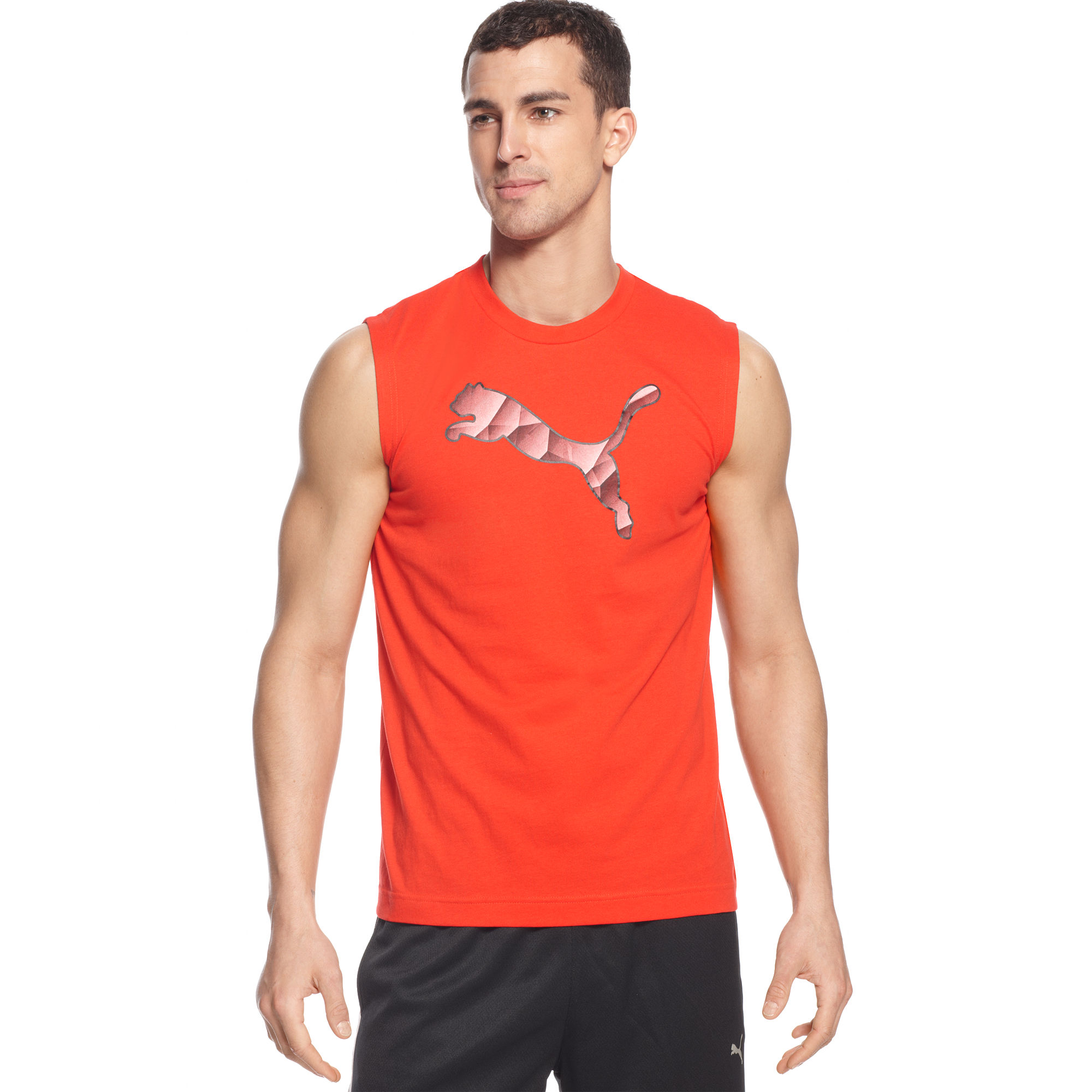Puma Fashion Sleeveless Tshirt in Orange for Men (Red/Black) | Lyst