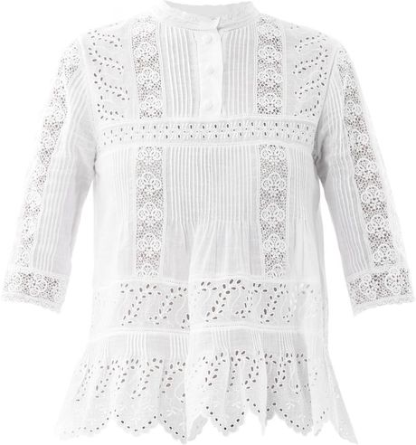 Vanessa Bruno Broderie Anglaise Cotton Top in White | Lyst