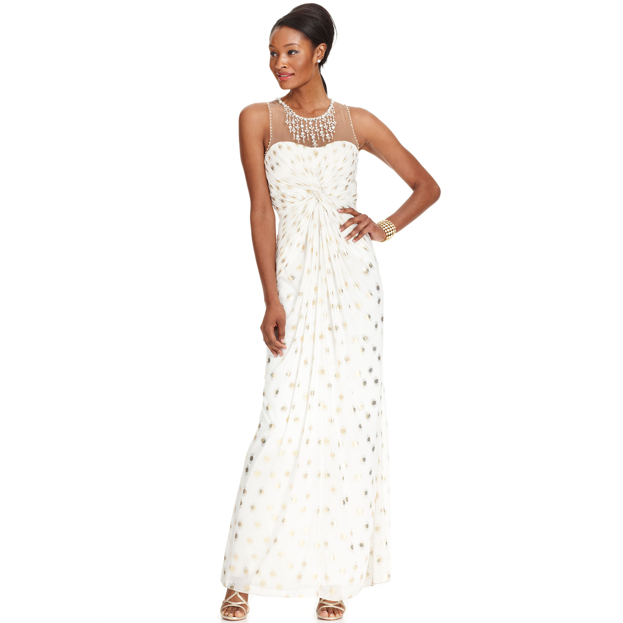 adrianna papell white gown