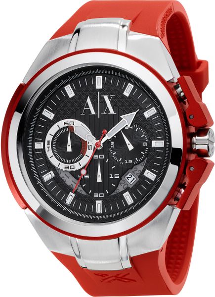Armani Exchange Ax Armani Exchange Watch Mens Red Rubber Strap 38mm in ...