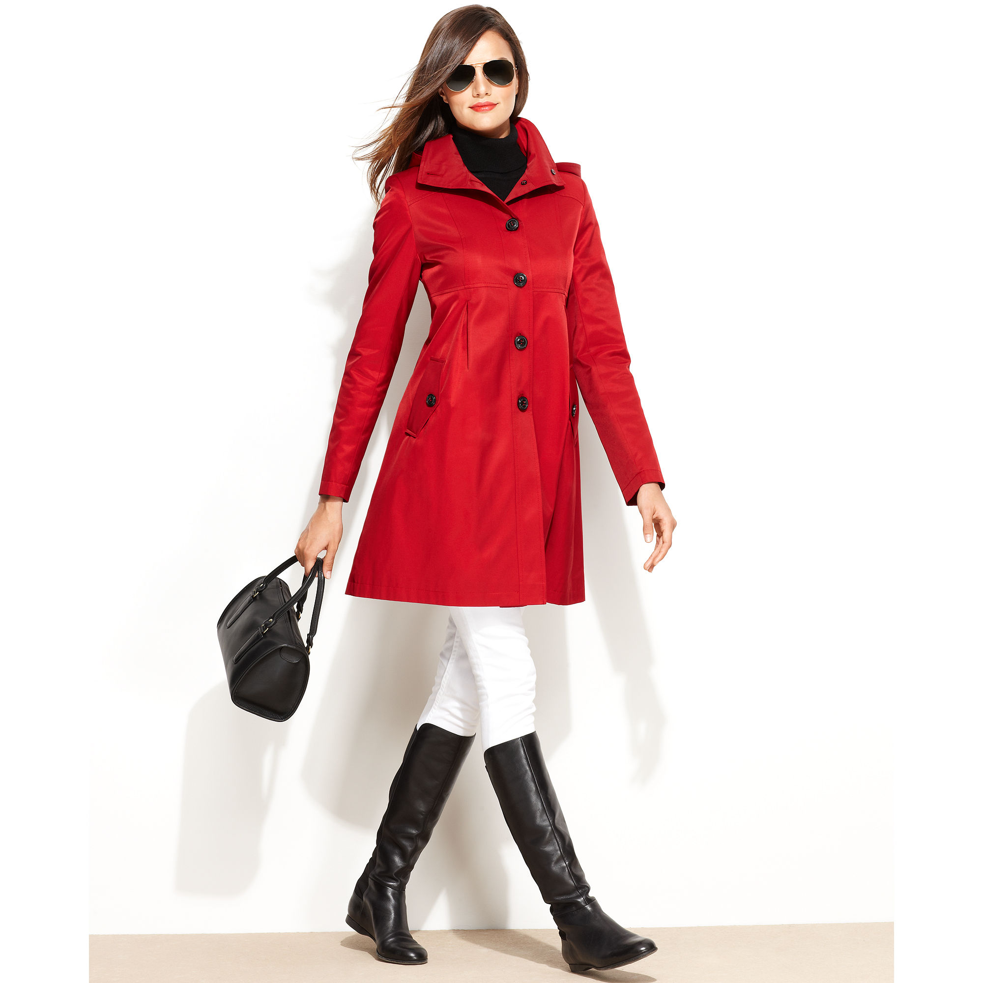 dkny hooded raincoat