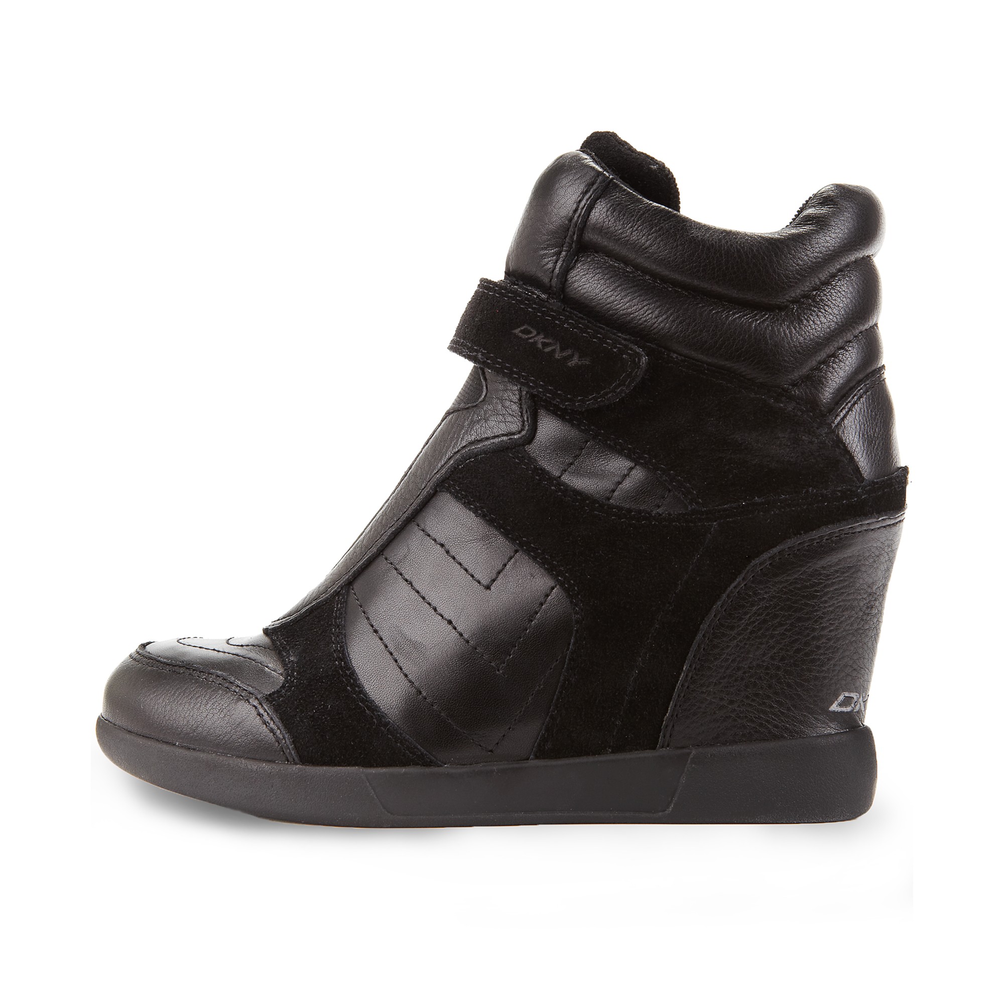 DKNY Heath Wedge Sneakers in Black Leather (Black) - Lyst