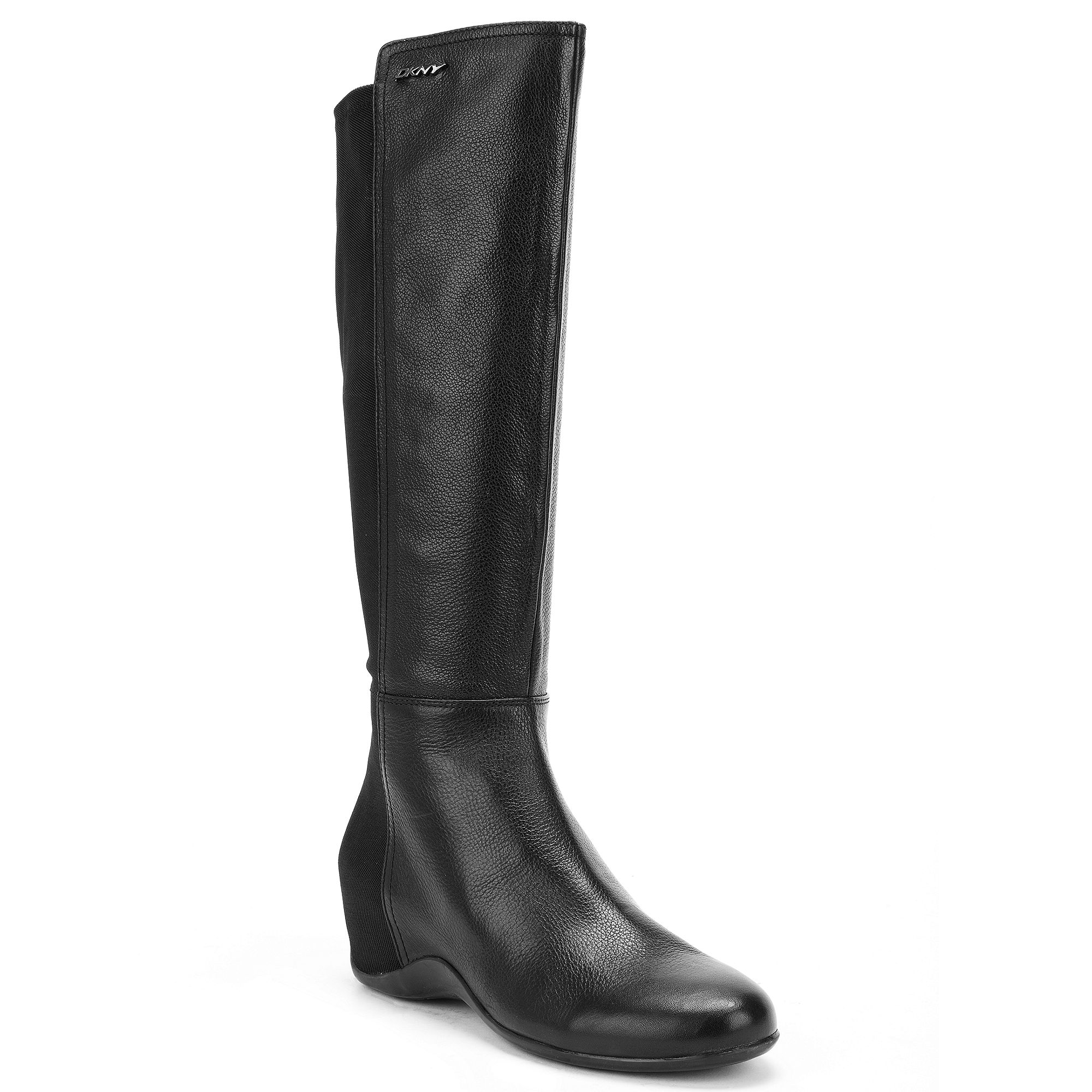 tall black boots with wedge heel