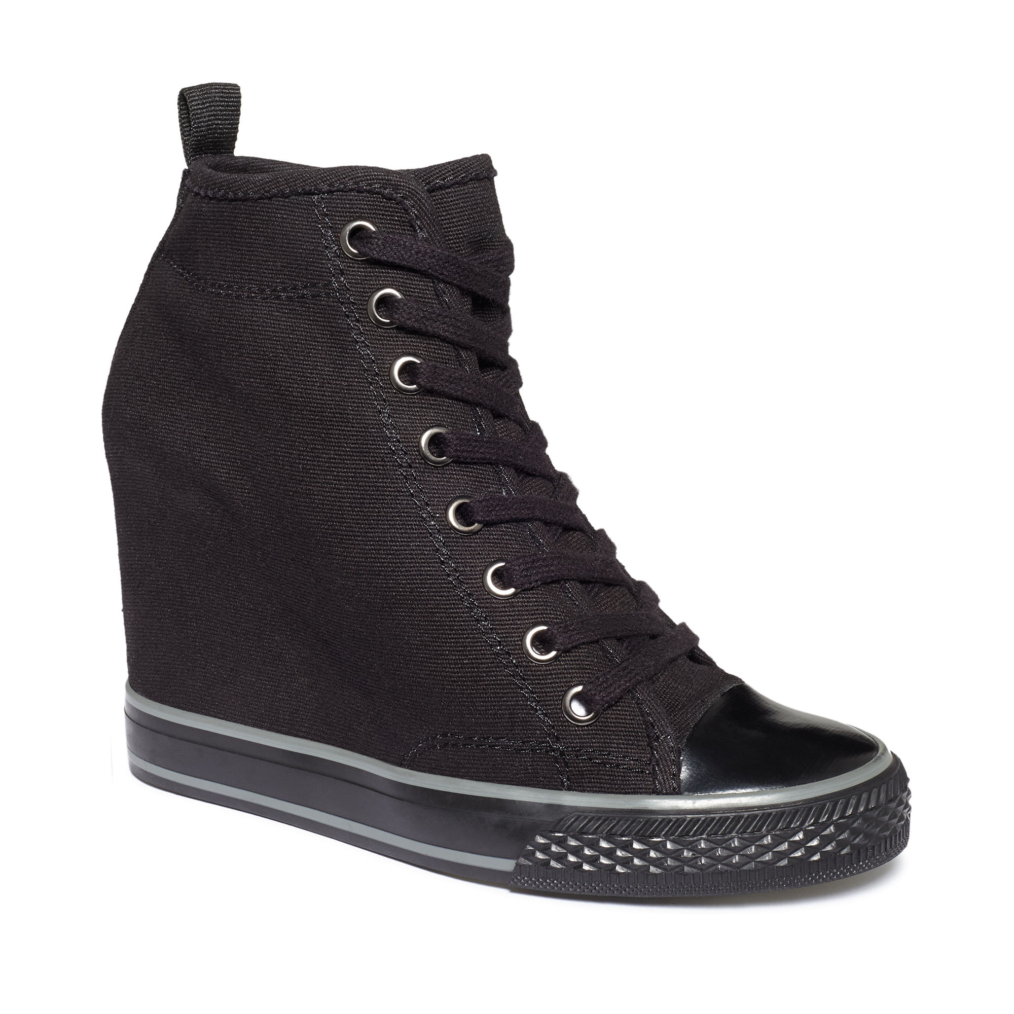 Dkny Grommet Wedge Sneakers in Black (Black Canvas) | Lyst