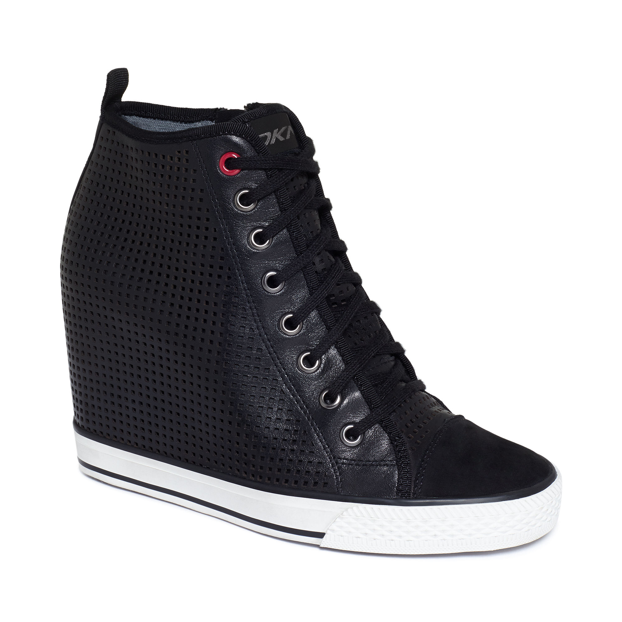 DKNY Grommet Wedge Sneakers in Black | Lyst