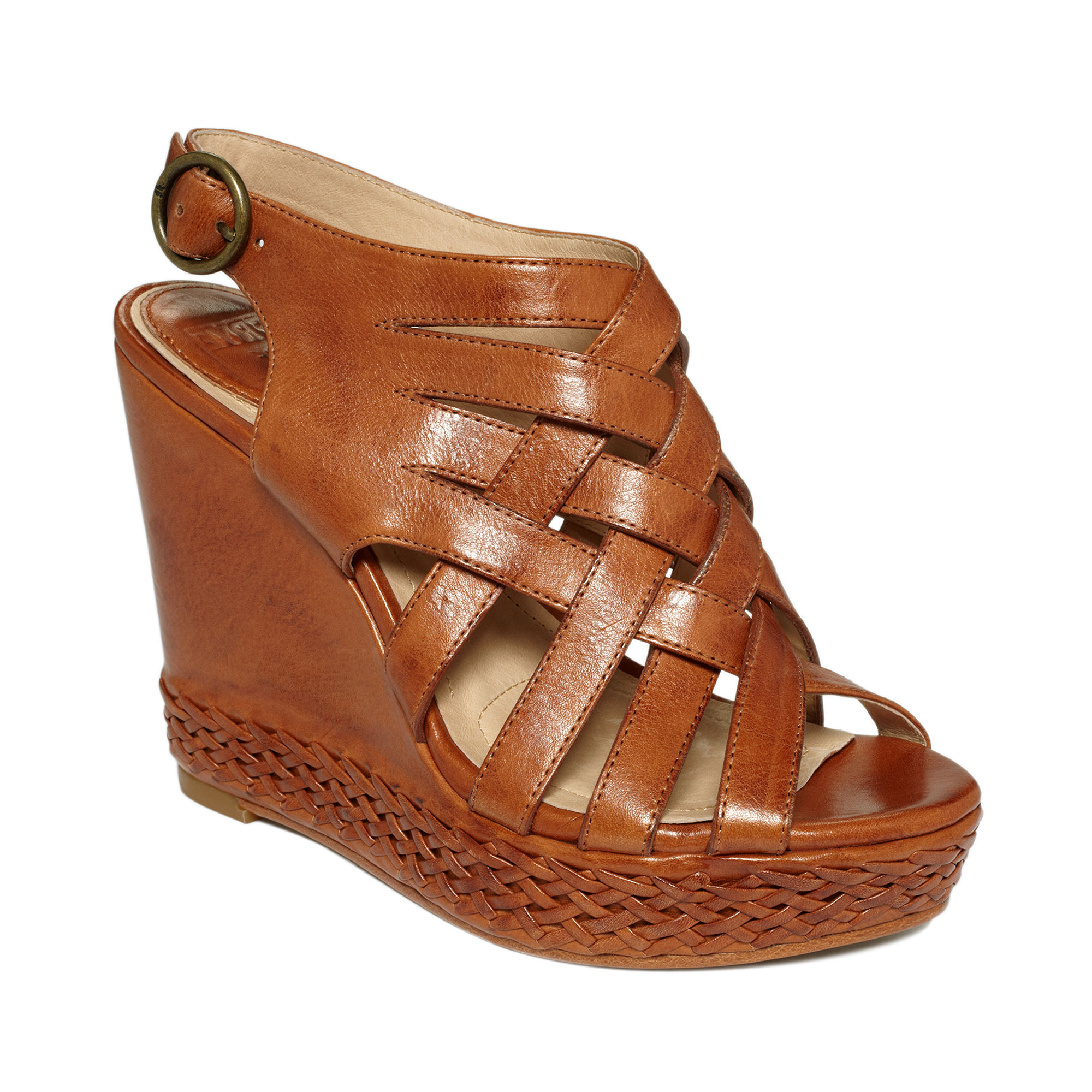 Frye Corrina Wedge Sandals in Brown | Lyst