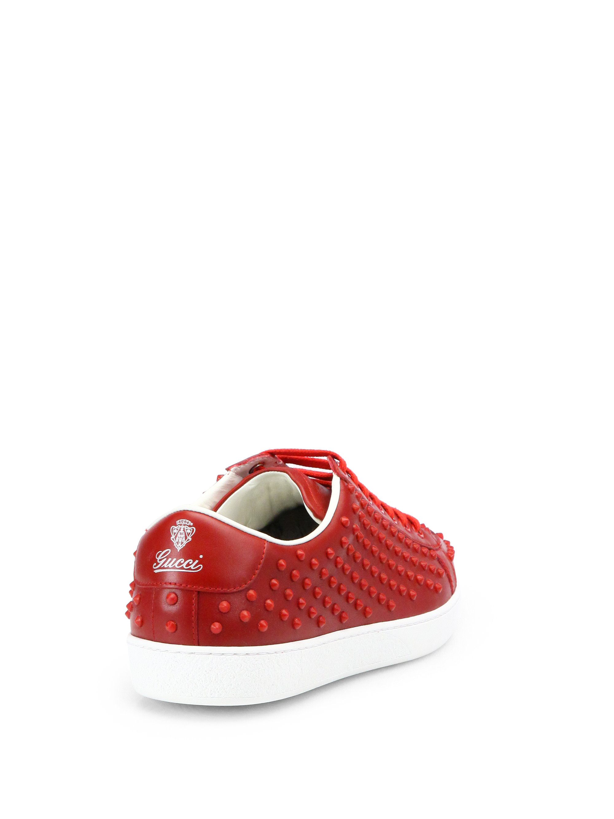 Gucci Brooklyn Studded Laceup Sneakers in Red Lyst