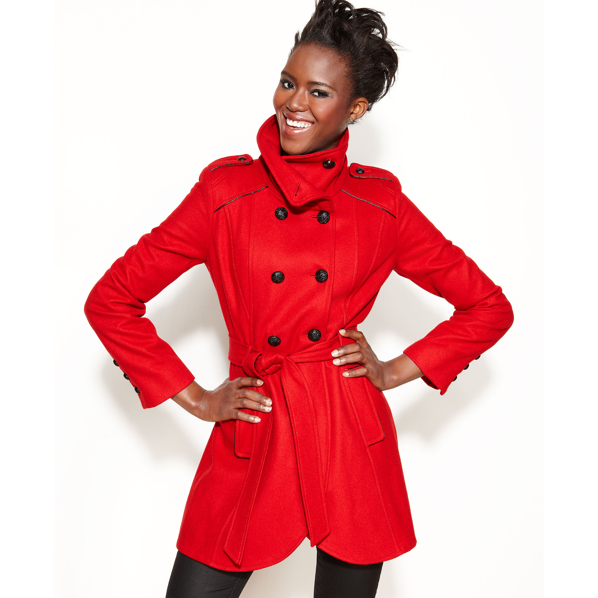 guess red wool coat