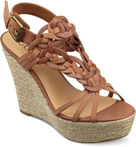 Brown Sandals: Guess Brown Wedge Sandals
