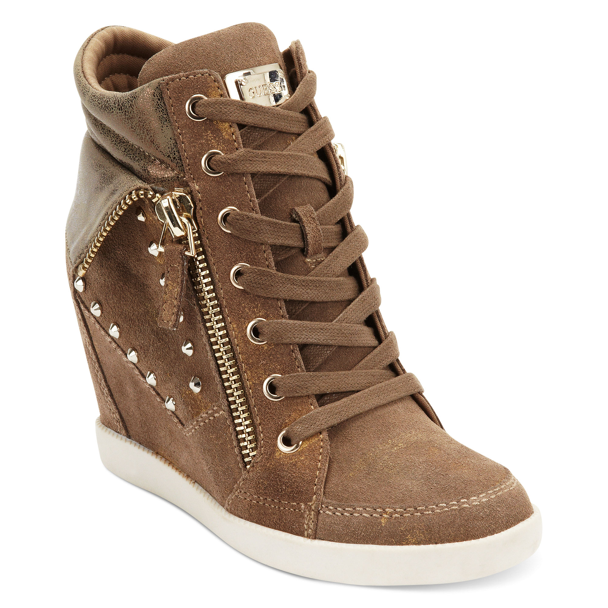 Guess Hitzo Wedge Sneakers in Brown Lyst