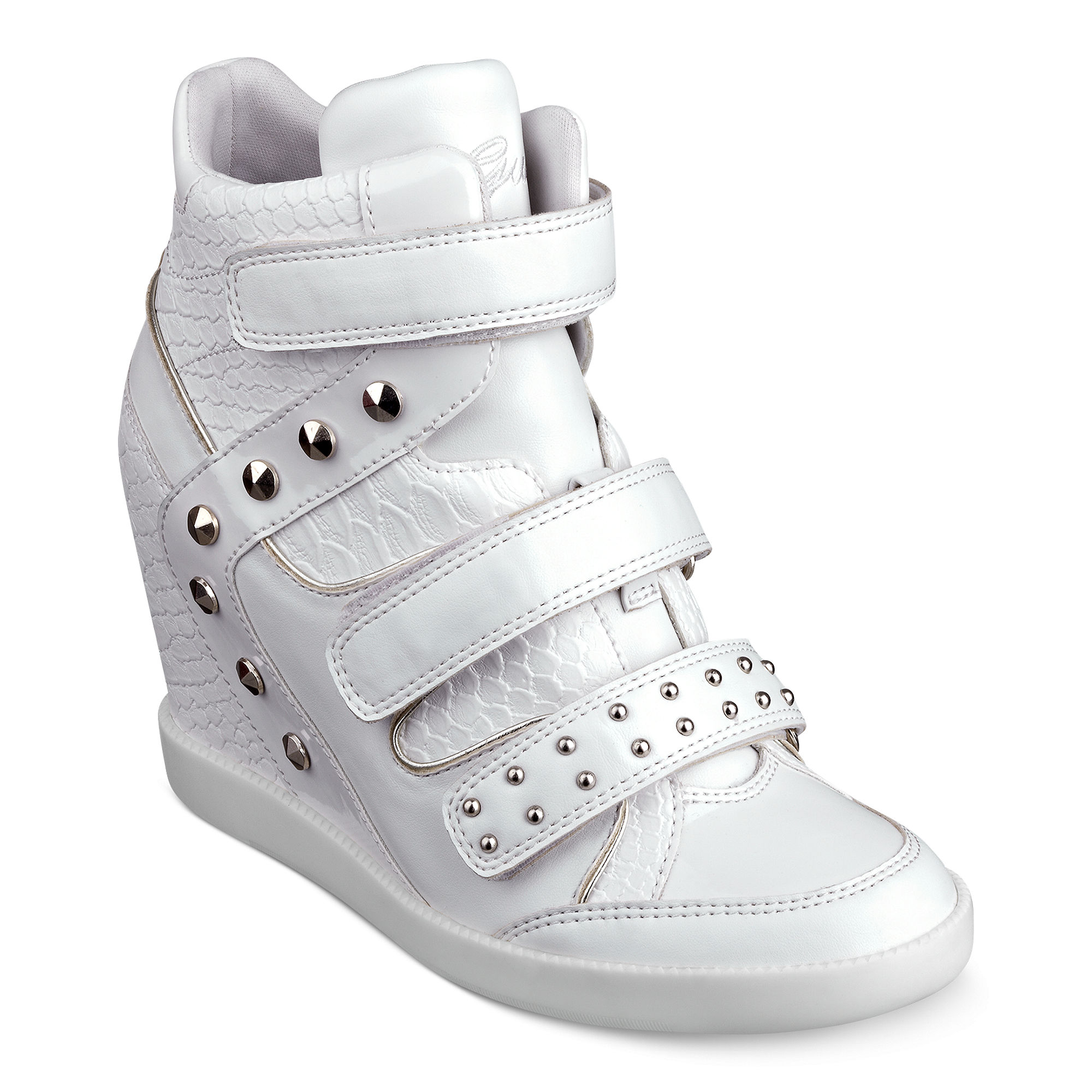 guess white wedge sneakers