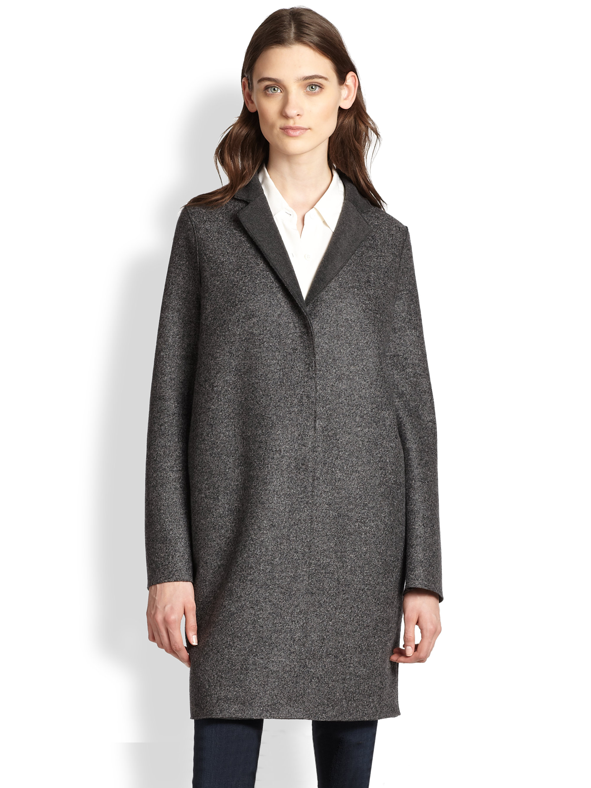 gray cocoon coat