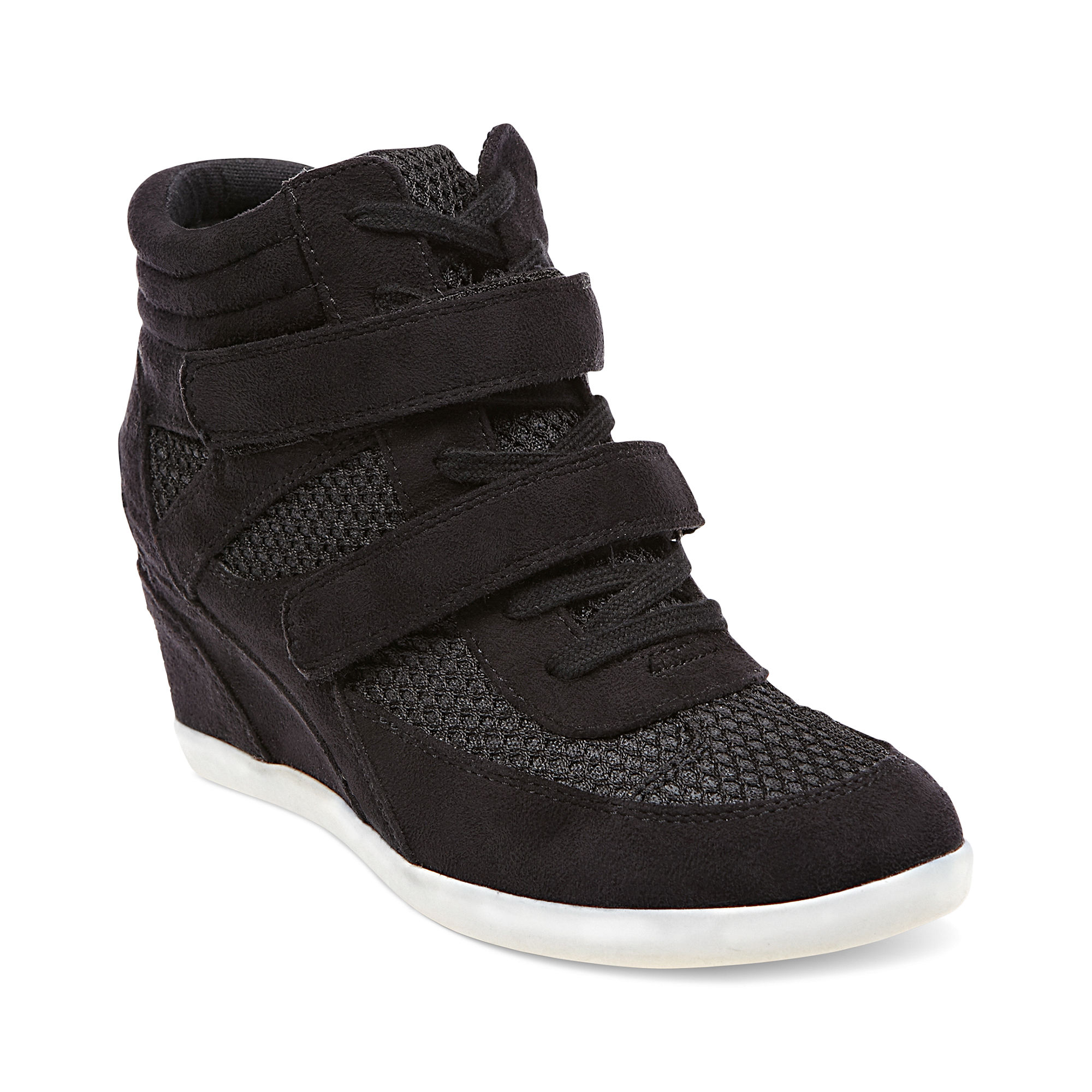 madden girl black wedge sneakers