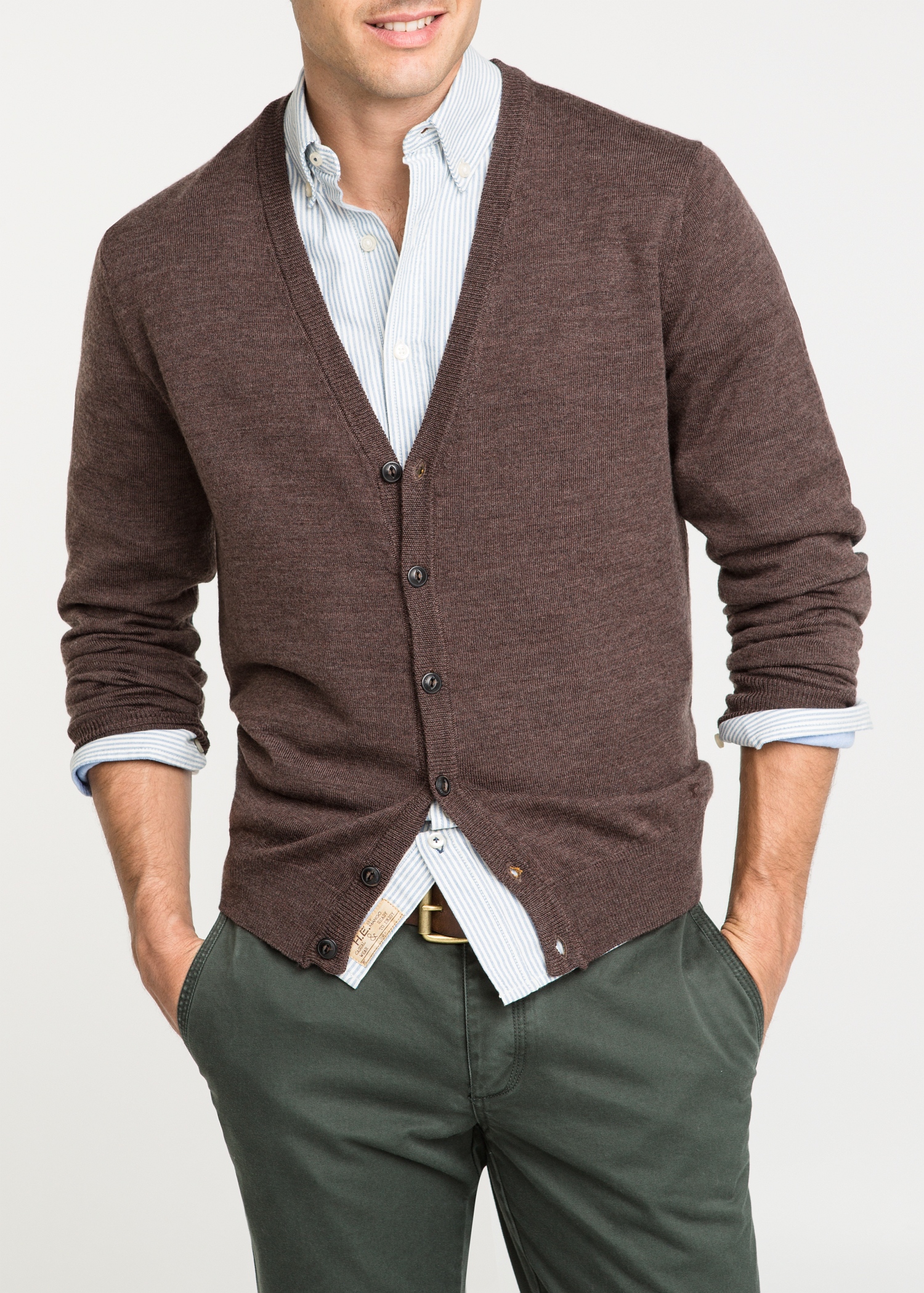 Lyst - Mango Elbow Patch Wool Cardigan in Brown for Men