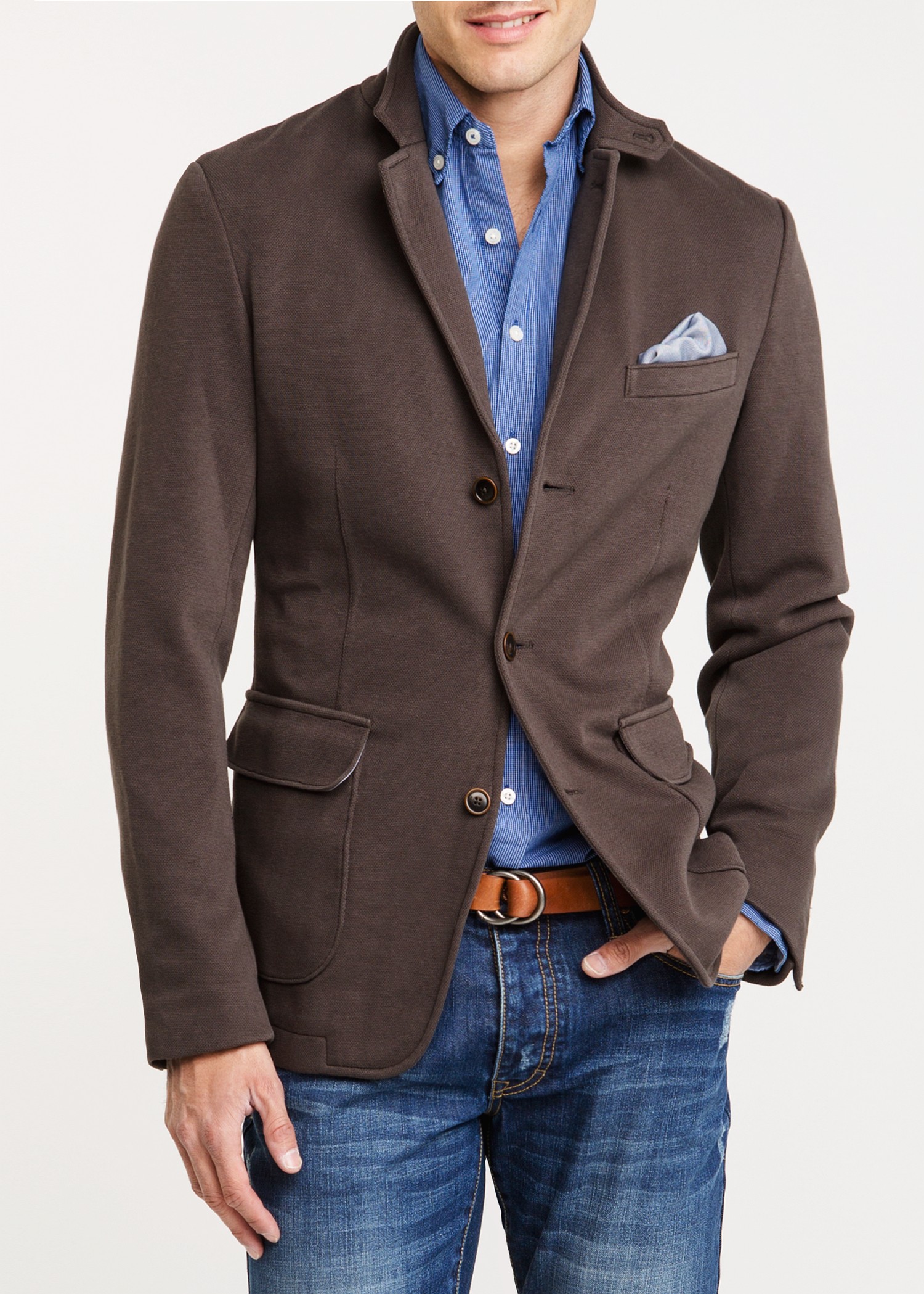 Lyst Mango Cotton Blend Piqué Blazer in Gray for Men