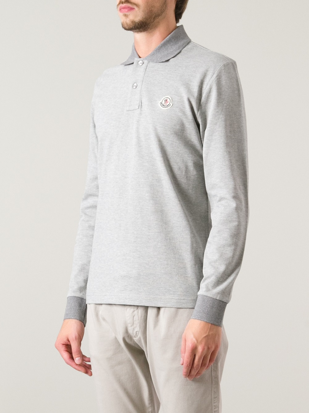 grey moncler long sleeve polo