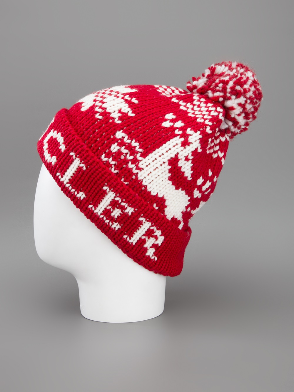 Moncler Fair Isle Beanie Hat in Red for Men - Lyst