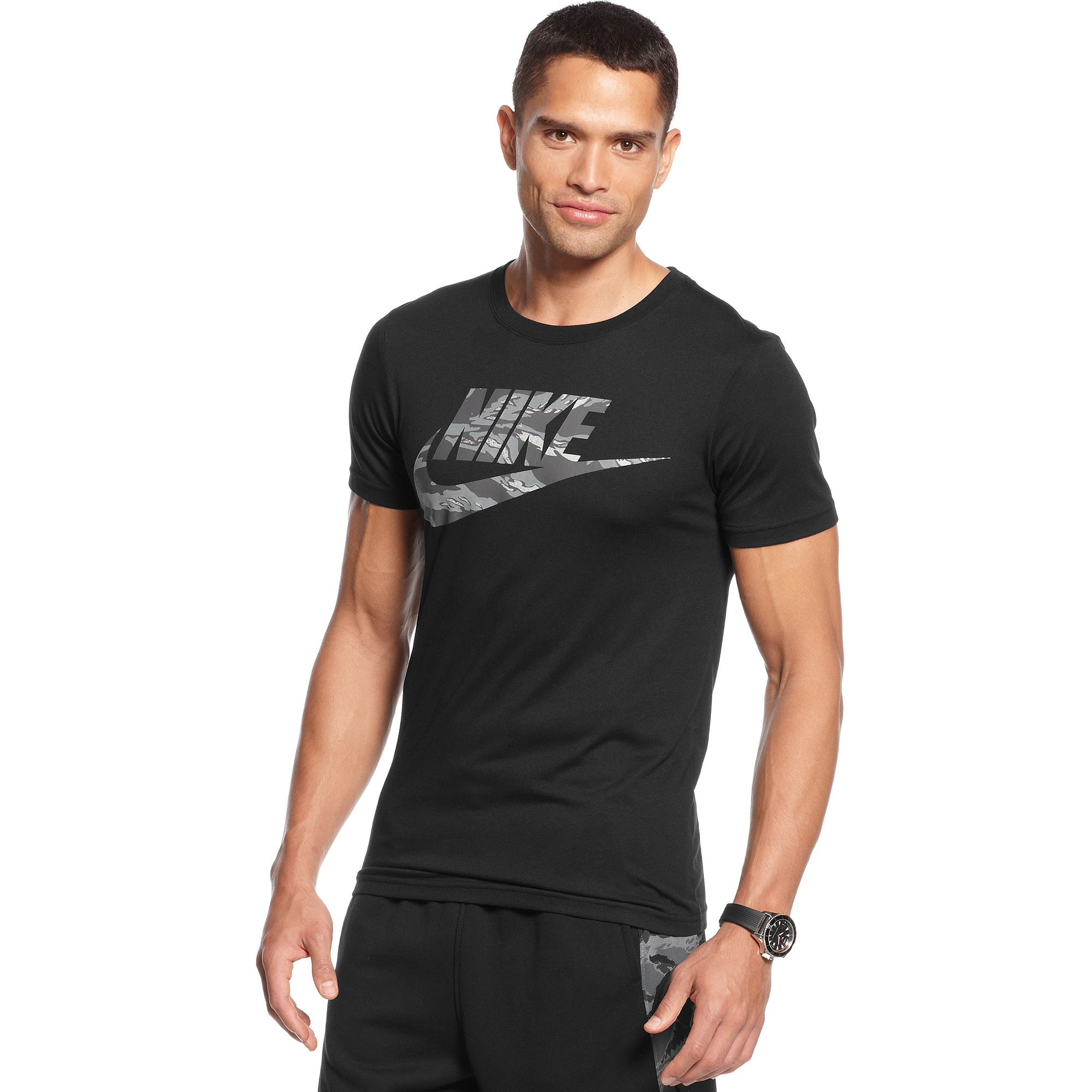 Nike Futura Elevated Camo Logo Tshirt in Black for Men | Lyst
