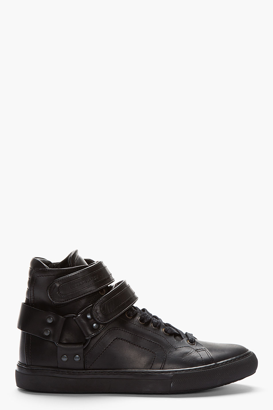 Pierre Hardy Black Leather Multi_strap Velcro High_top Sneakers in ...