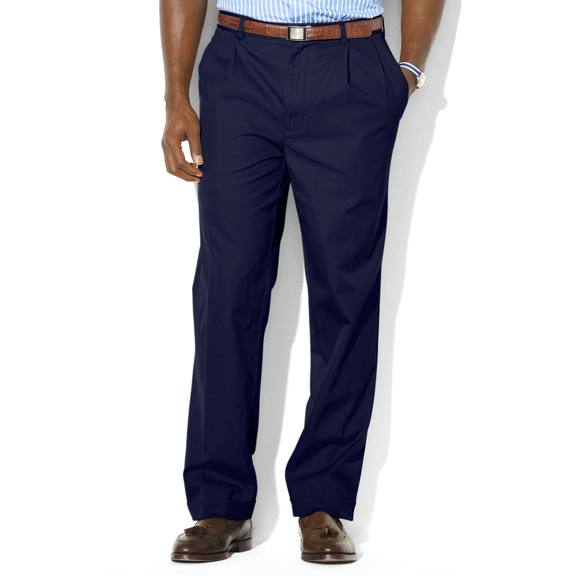 Ralph Lauren Hammond West Port Chino Pleated Pants in Blue for Men | Lyst