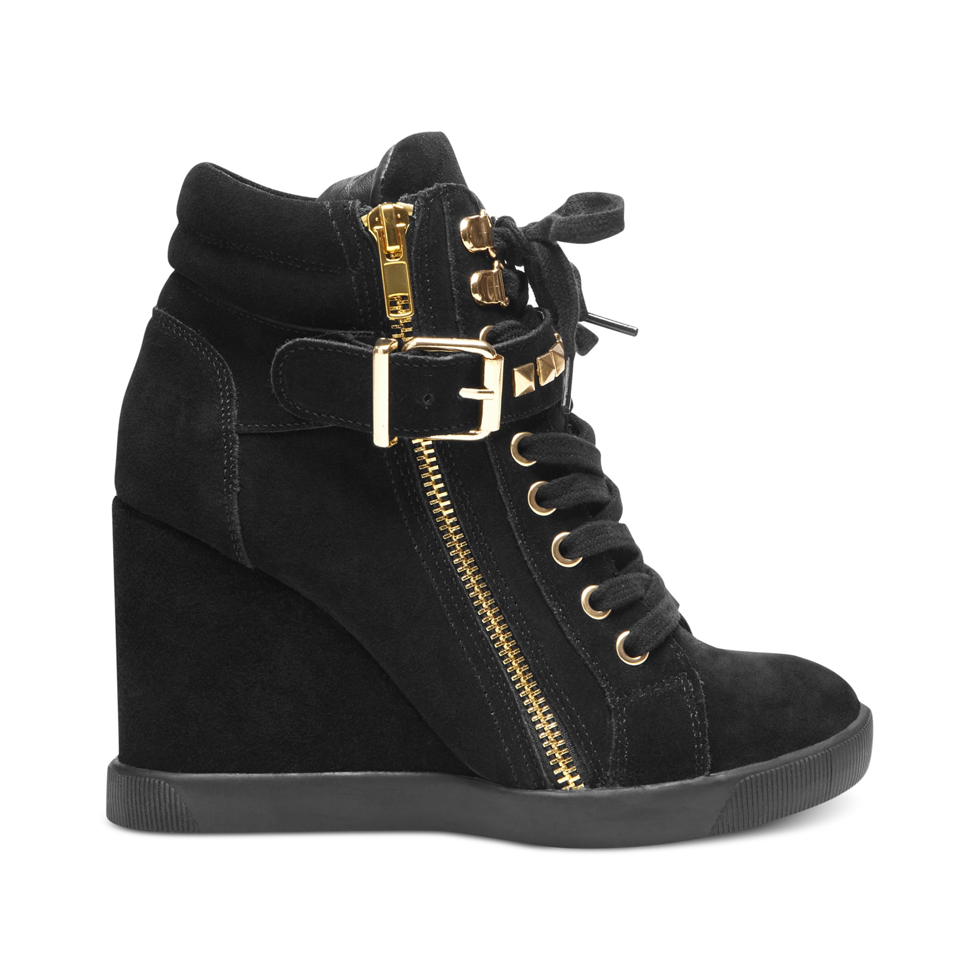 Steve Madden Obsess Wedge Sneakers in Black - Lyst