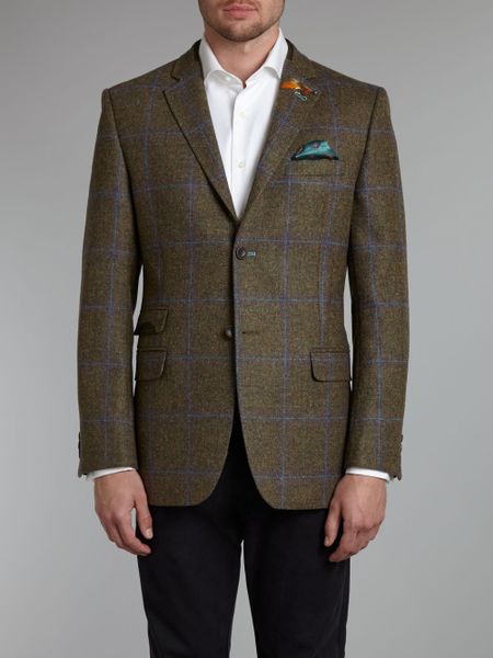 Ted Baker Donegal Check Tweed Tight Lines Blazer in Brown for Men ...