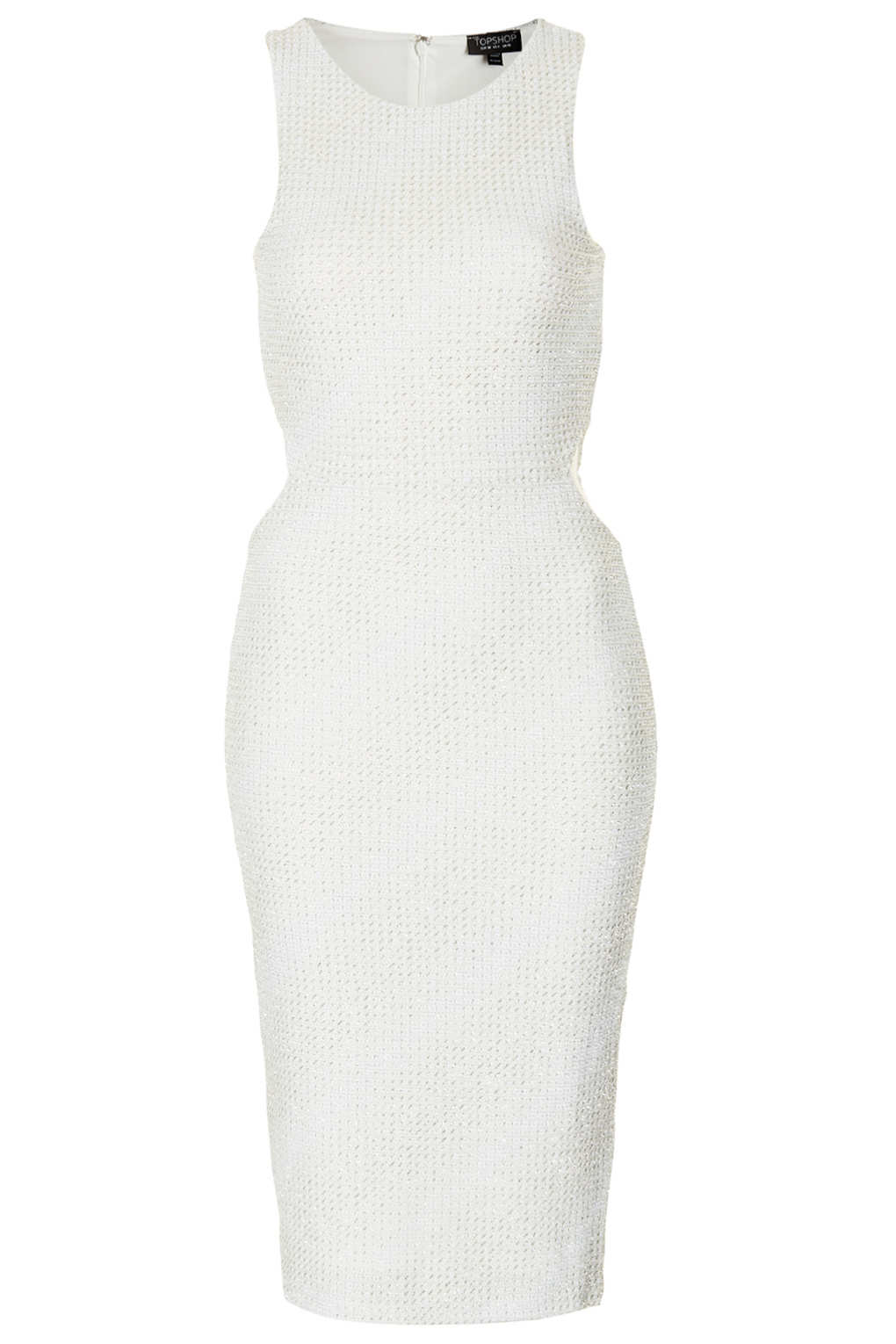 TOPSHOP Cutout Glitter Midi Bodycon Dress in White - Lyst
