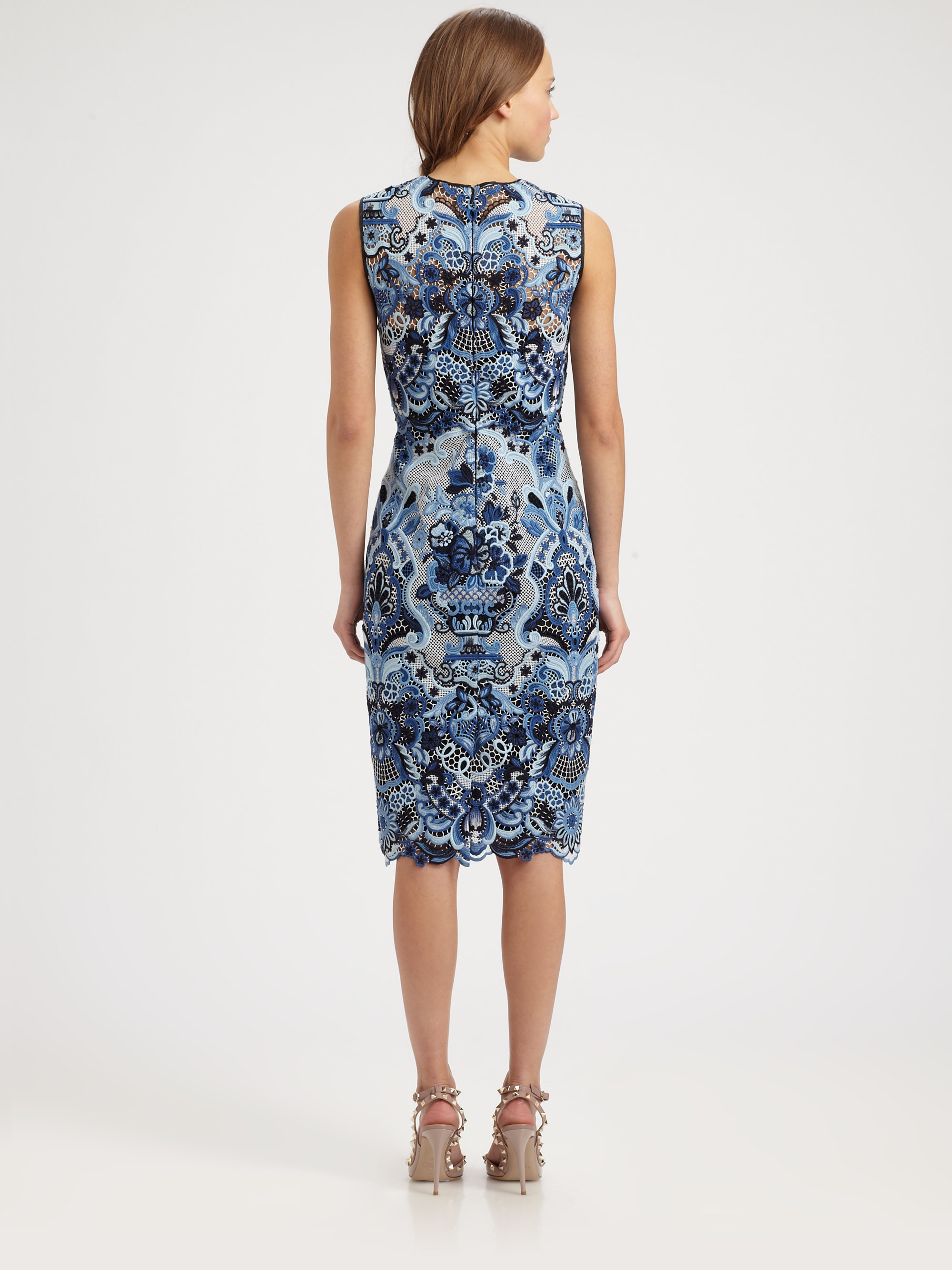 Lyst - Valentino Guipure Lace Dress in Blue